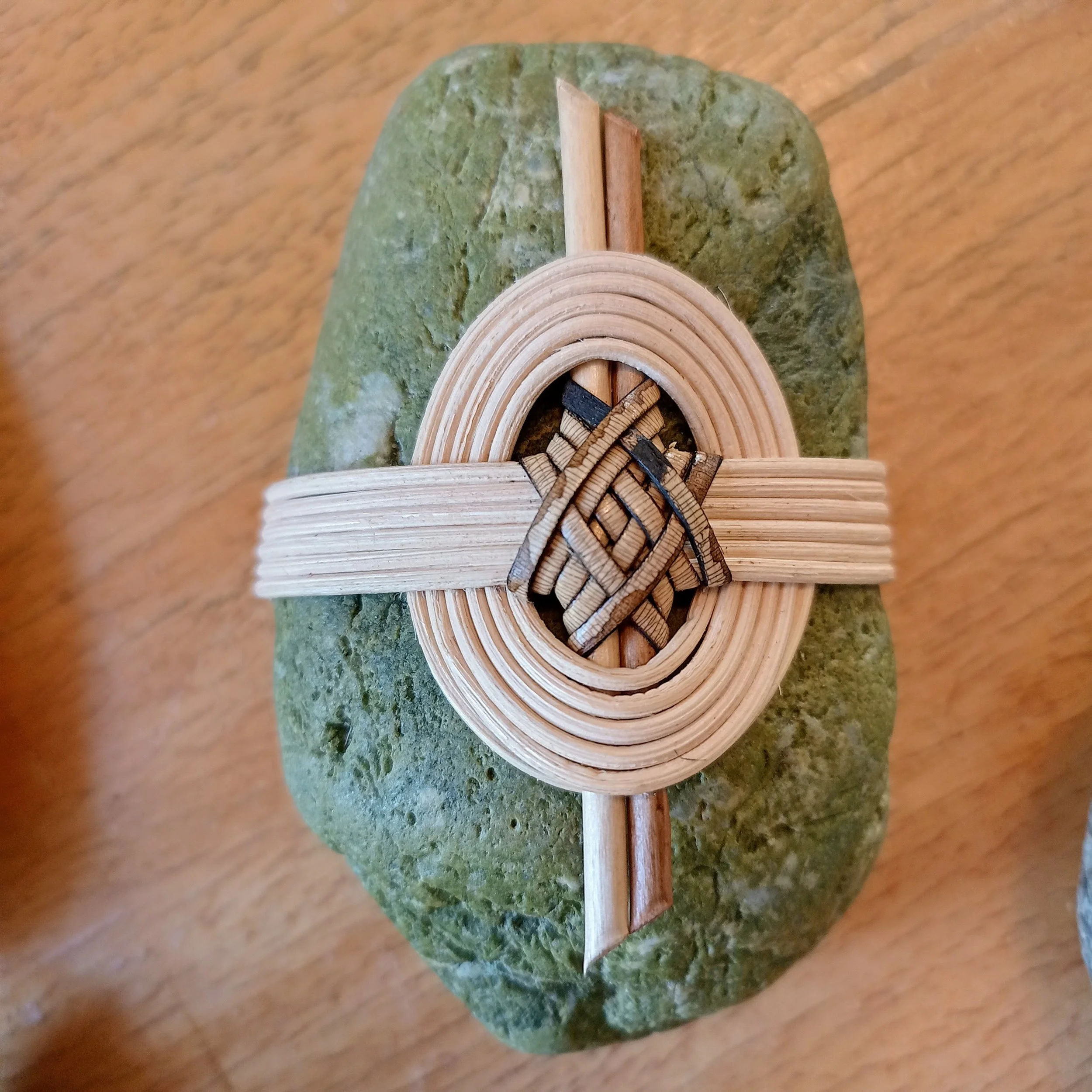 Handmade wrapped blessingstone by New Zealand basket maker Tanya Doty
