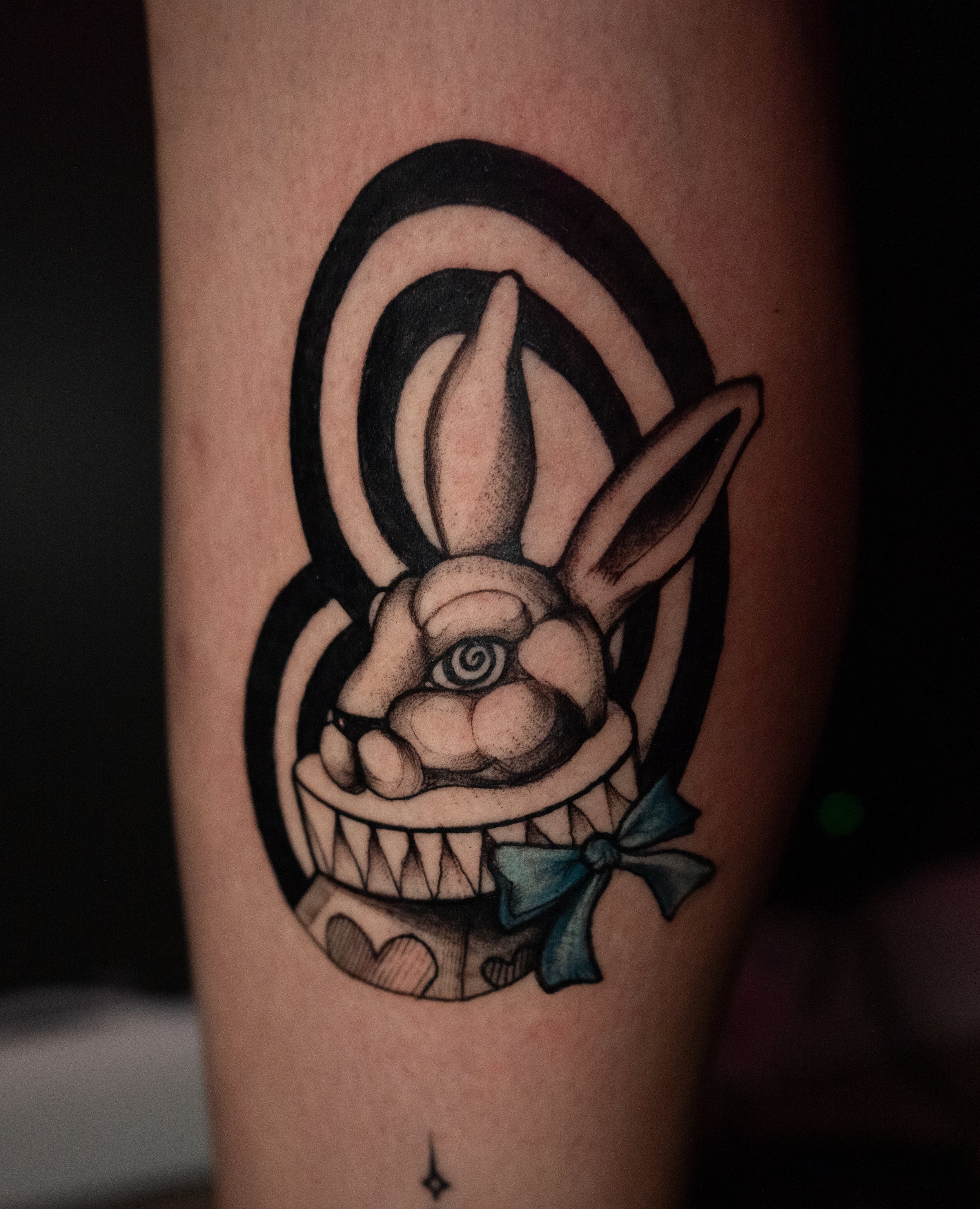 rabbit tattoo, fineline tattoo, blackwork