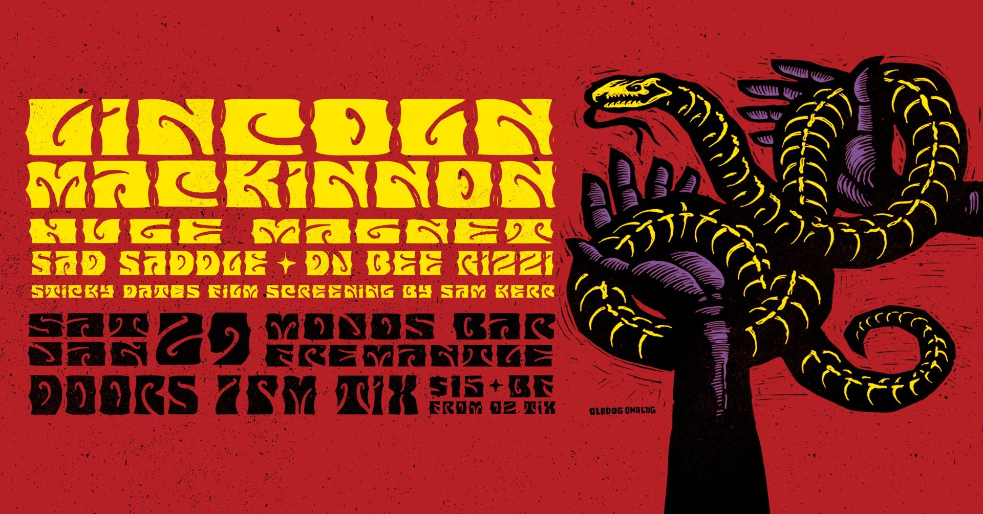 Event artwork for Lincoln Mackinnon by Old Dog On A Log