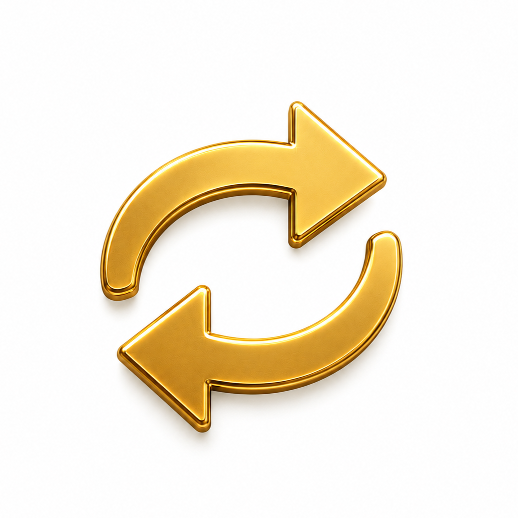 Icon of two black arrows forming a circle, one pointing clockwise and the other counterclockwise, representing exchange or refresh.