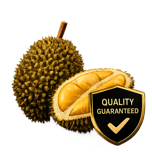 Five black stars in a row on a white background. Shows Jiak Durian Mai dedication to quality.