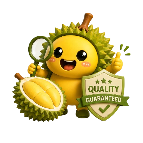 Five black stars in a row on a white background. Shows Jiak Durian Mai dedication to quality.
