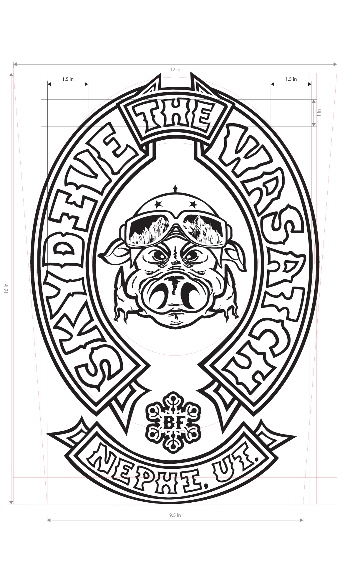 Skydive the Wasatch sketch illustration Pigs and parachutes