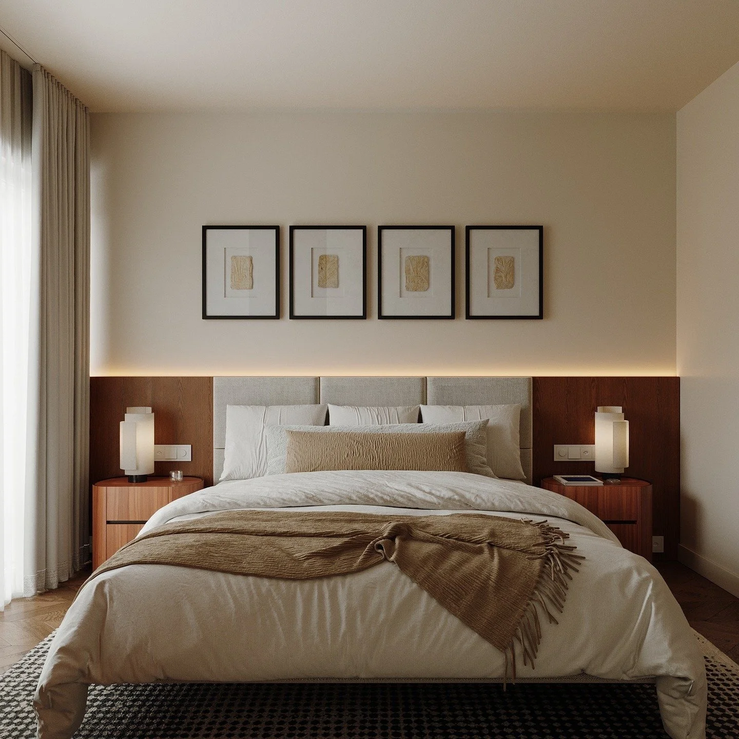 La chambre et le dressing ont &eacute;t&eacute; con&ccedil;us avec le mobilier de la marque @presotto_official 
Un choix qui offre plusieurs avantages :  une parfaite coh&eacute;rence de style et de couleurs,  un dressing semi-sur-mesure adapt&eacute