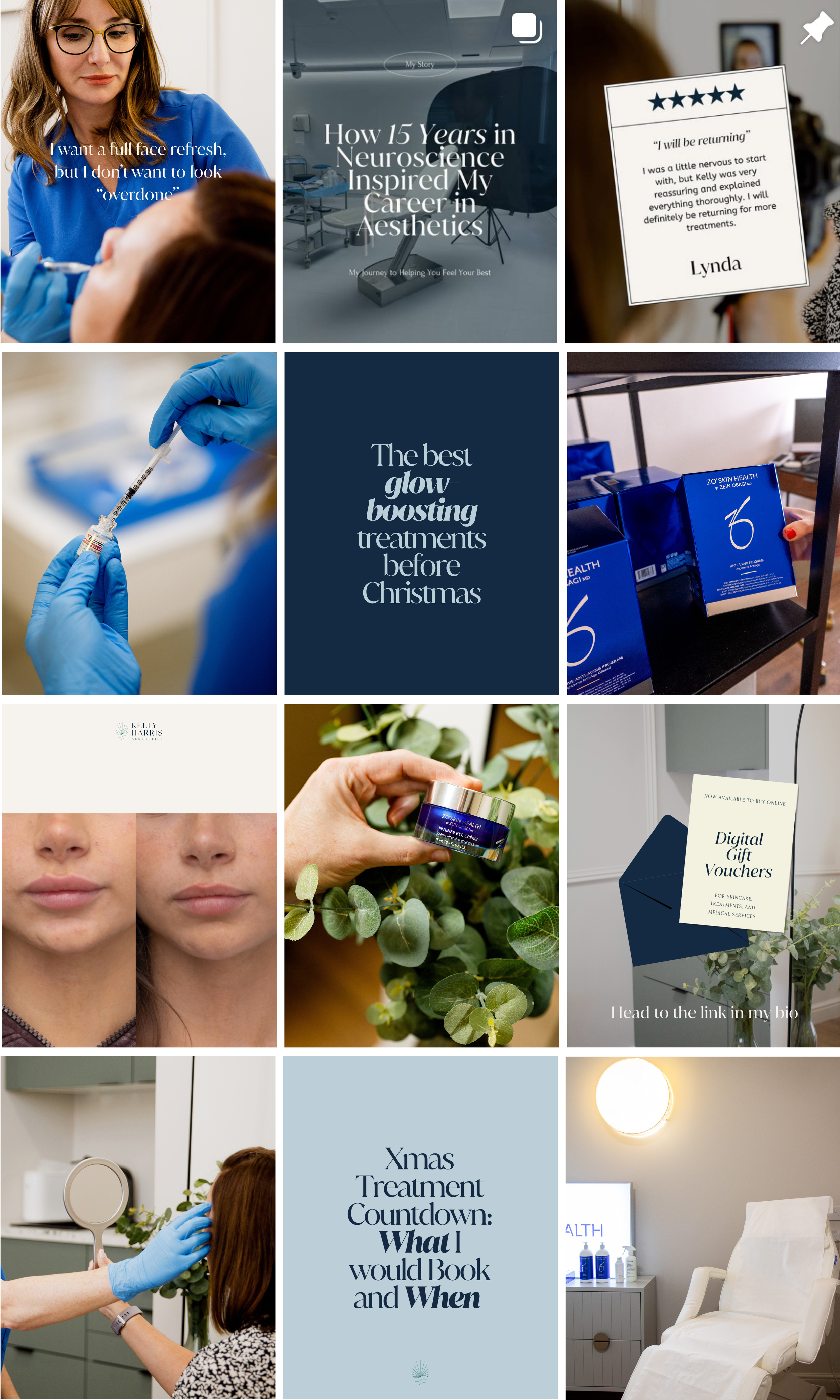 Instagram Grid Plan for an Aesthetics clinic