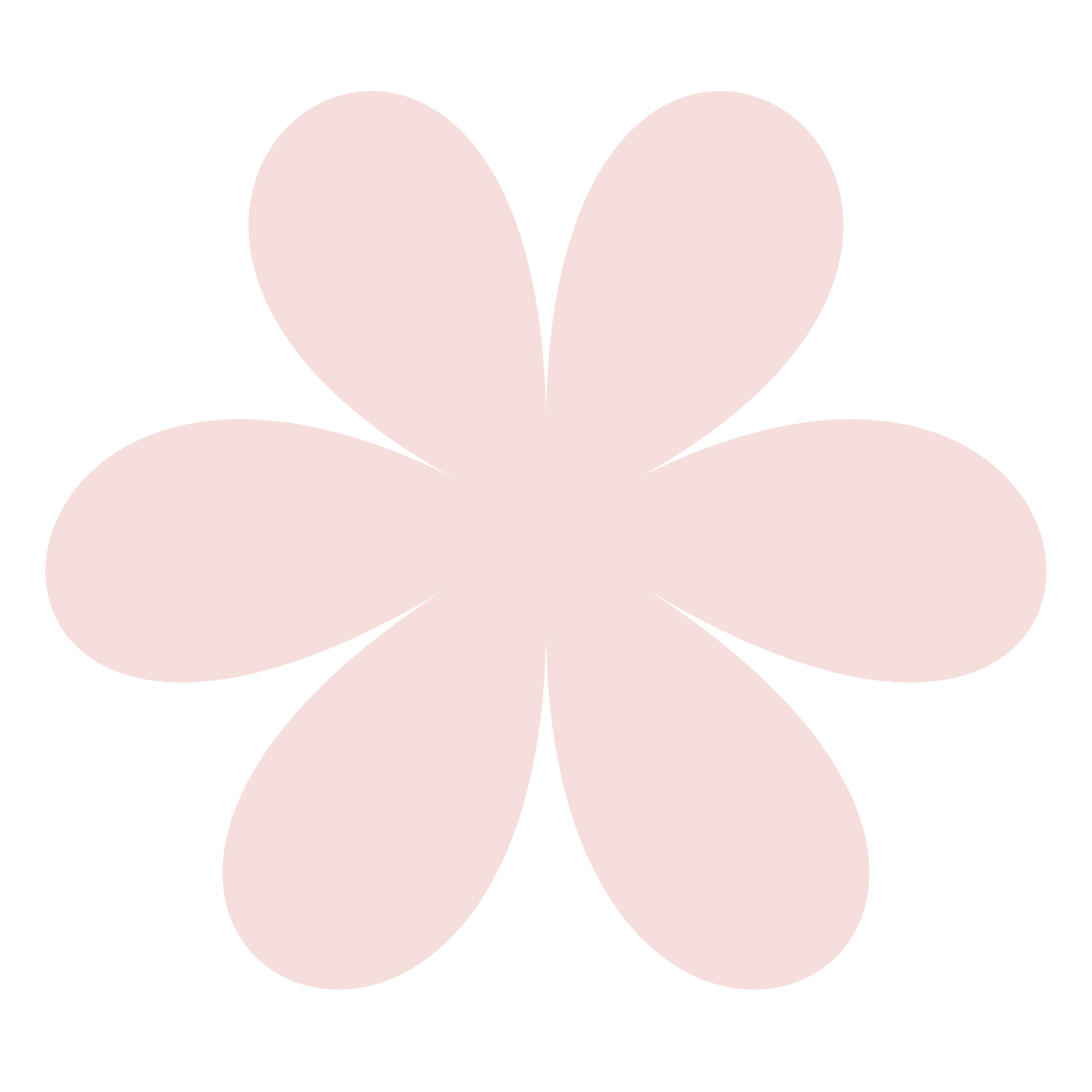 A stylized illustration of a light pink flower with six petals on a black background.