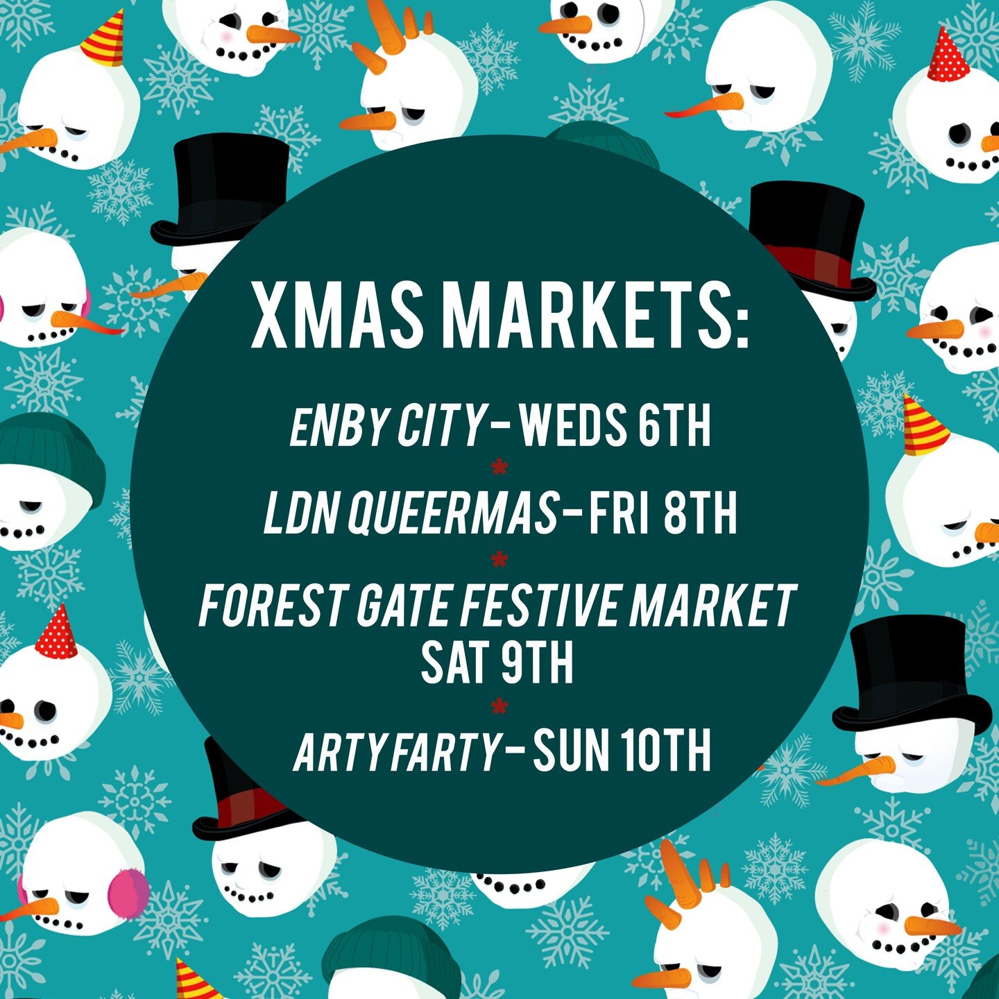 Hey pals! Lots going on this week! I'll be at the following markets from this Wednesday!

@enbycity 
Wednesday 6th December | 6pm - 9pm
@Theatredeli
(Link to tickets via the event profile page)

@ldnqueermart
Friday 8th December | 5pm -10pm
@vauxhall