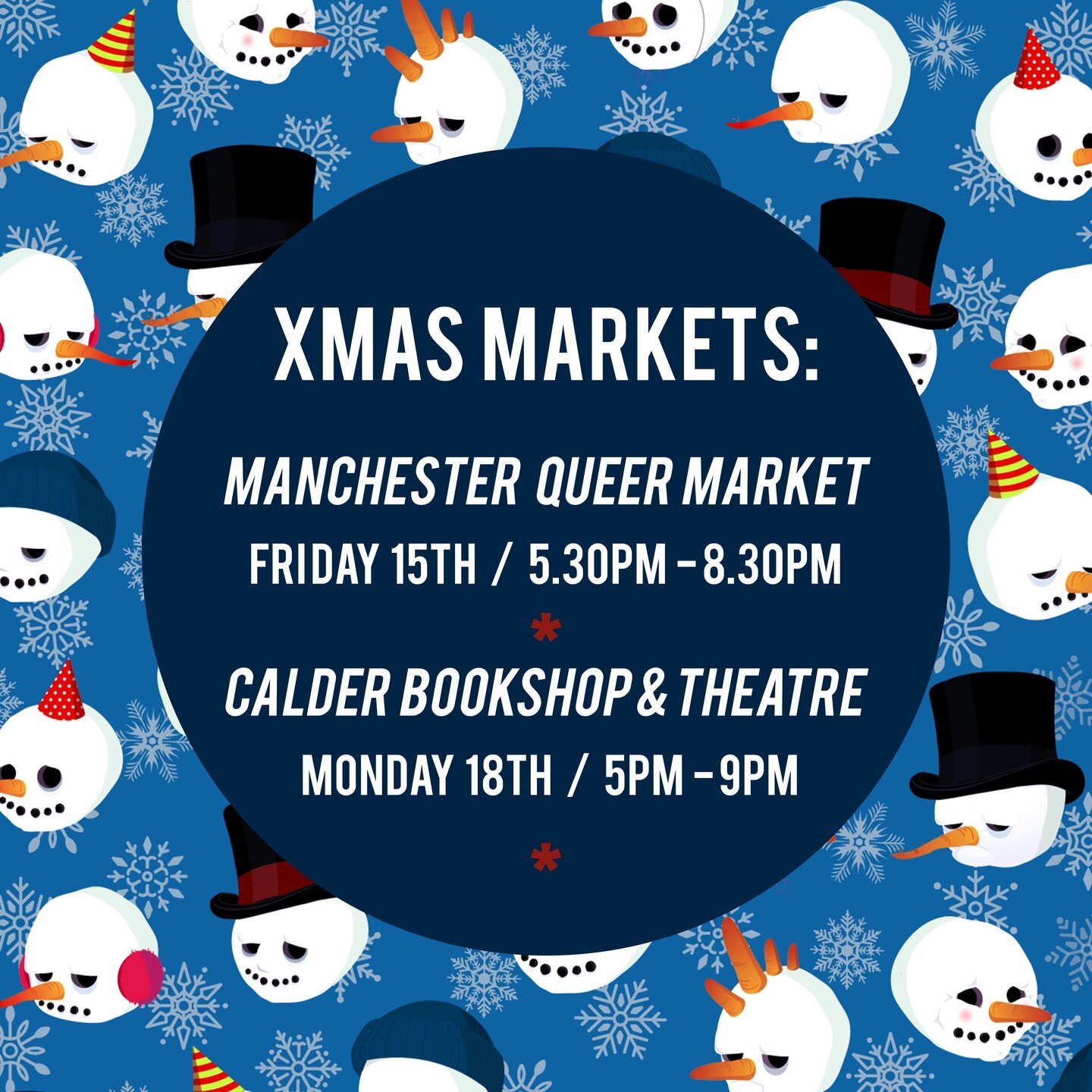 LAST MARKETS OF 2023, PALS!
So ruddy excited for @mcrqueerartmarket tonight taking place @fairfieldsocialclubmcr 
*Irk St, Manchester M4 4JT
*TODAY - from 5.30PM

AND
PUMPED for @calderbookshop winter market!
*51 The Cut, London SE1 8LF
*Monday 18th 