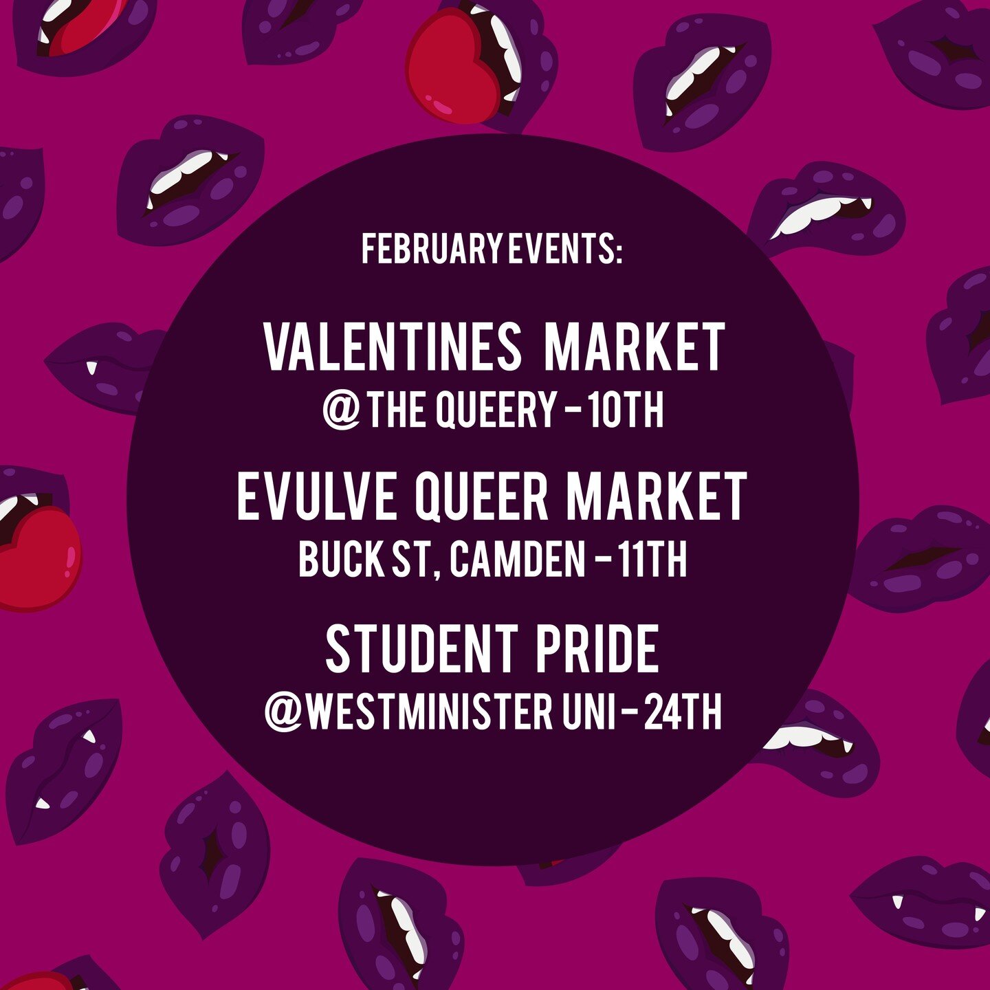 Hey pals!
FEBRUARY is FULL of stuff! I'm involved in some of that stuff!

Starting this weekend: 
❤️ Valentines Market @thequeerybtn 
All weekend from 12pm - 6pm (I'll be there on Saturday 10th!)

❤️ Valentines Queer Market, Camden courtesy of @evulv
