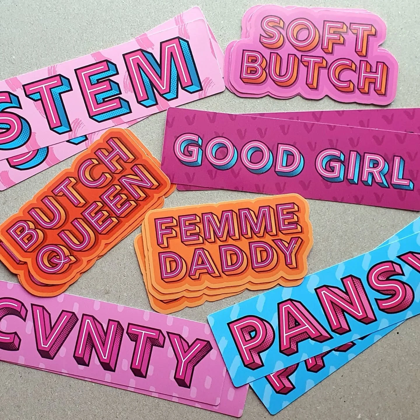 🌟NEW STICKER ALERT🌟

Restocks and new designs ahoy! I'll be at the @lbtqwomen event celebrating Lesbian Visibility  Week tomorrow (in the market place)

Tools: Sketchbook, Adobe Illustrator, colour palette selectors, antidepressants, bank card, ang