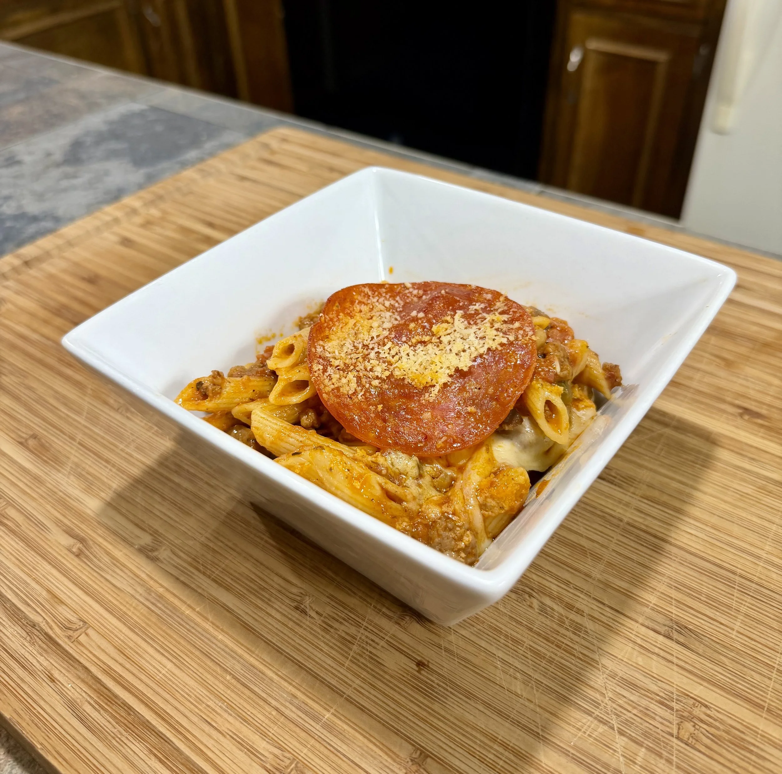 One Pan Supreme Pizza Penne Bake