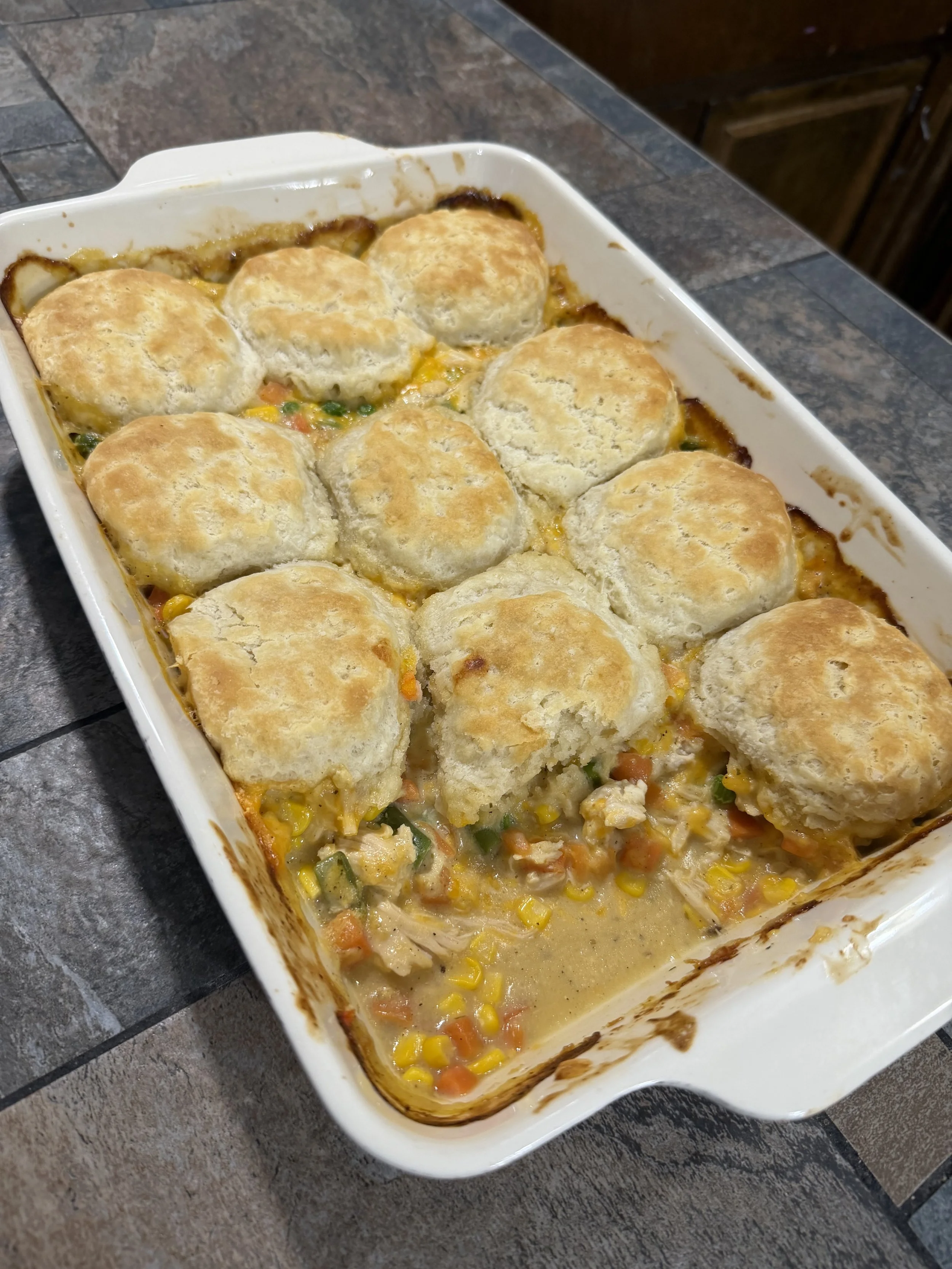 Creamy Rotisserie Chicken &amp; Biscuit Bake