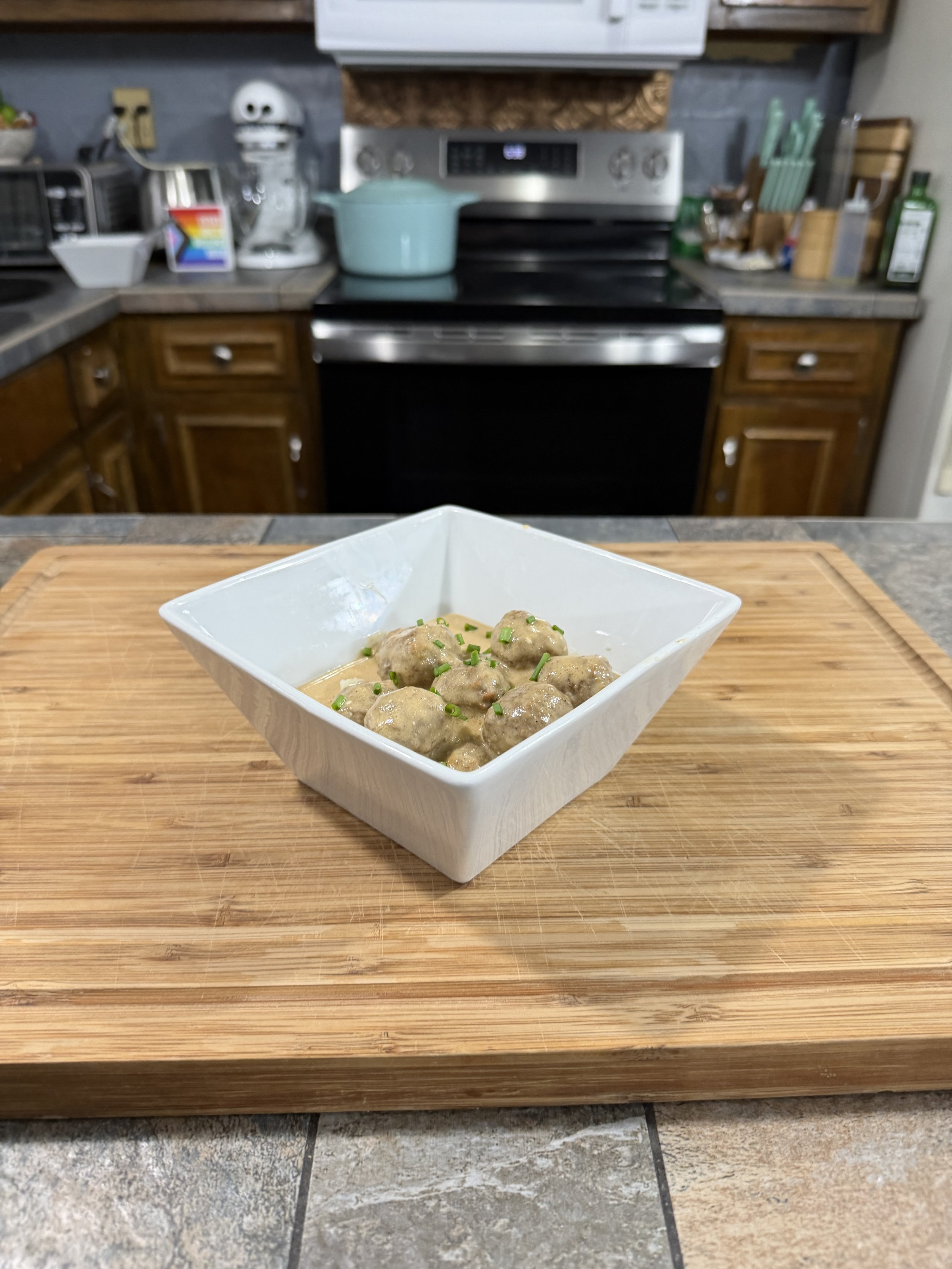 Swedish Meatballs and Gravy over Mashed Potatoes