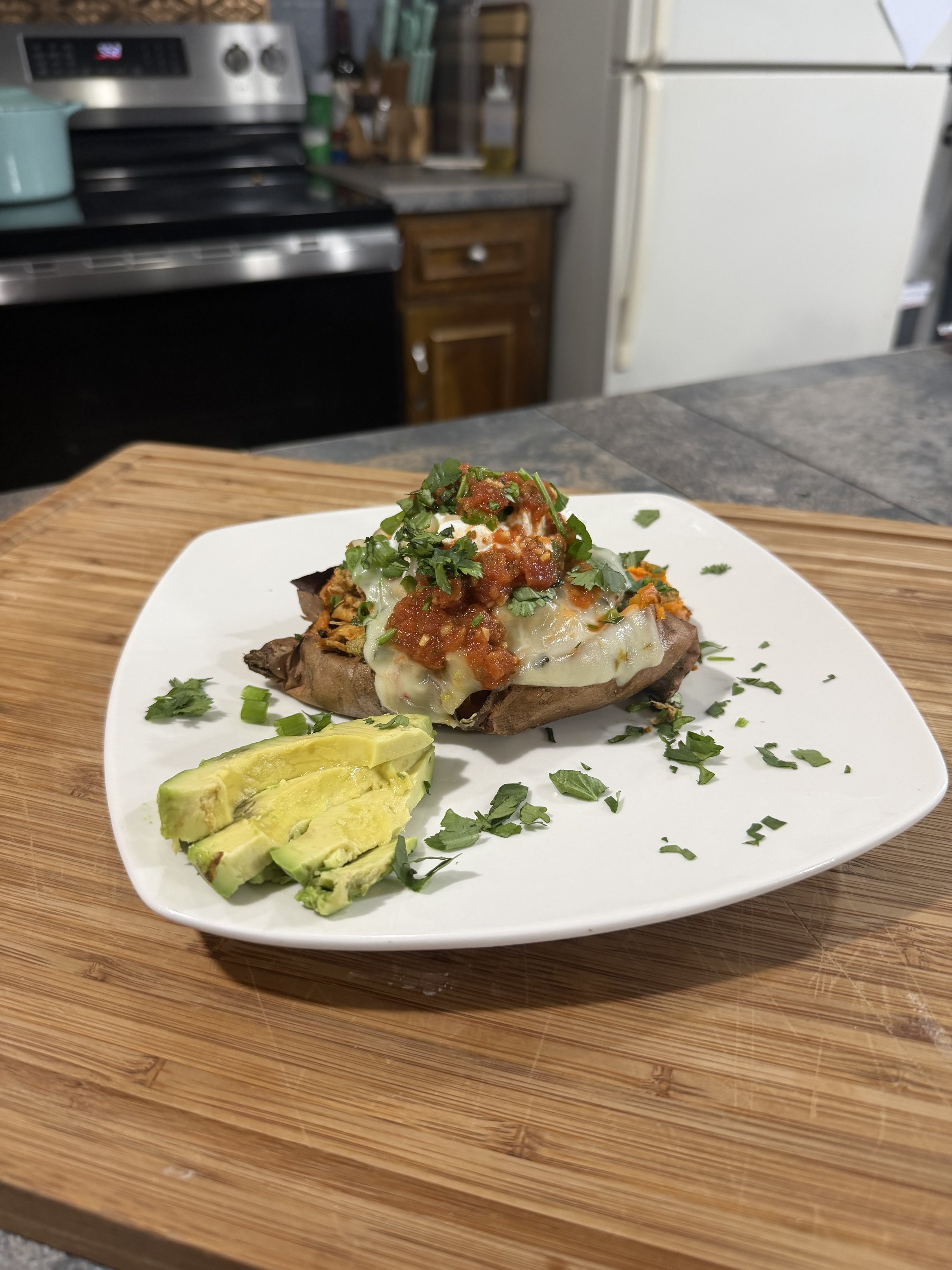 Overstuffed Sweet Potatoes with Smoky Chicken