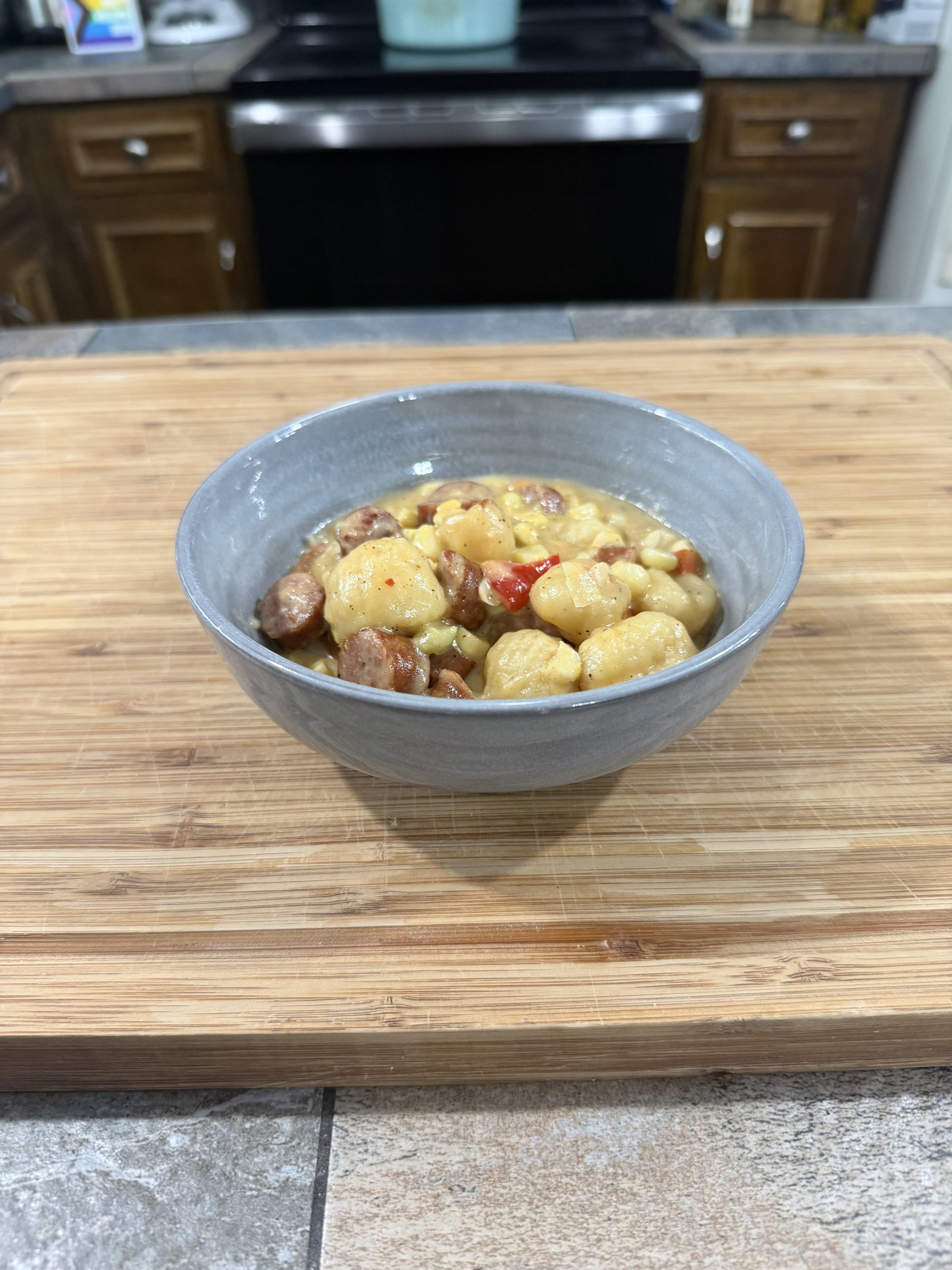 Corn and Sausage Gnocchi Skillet