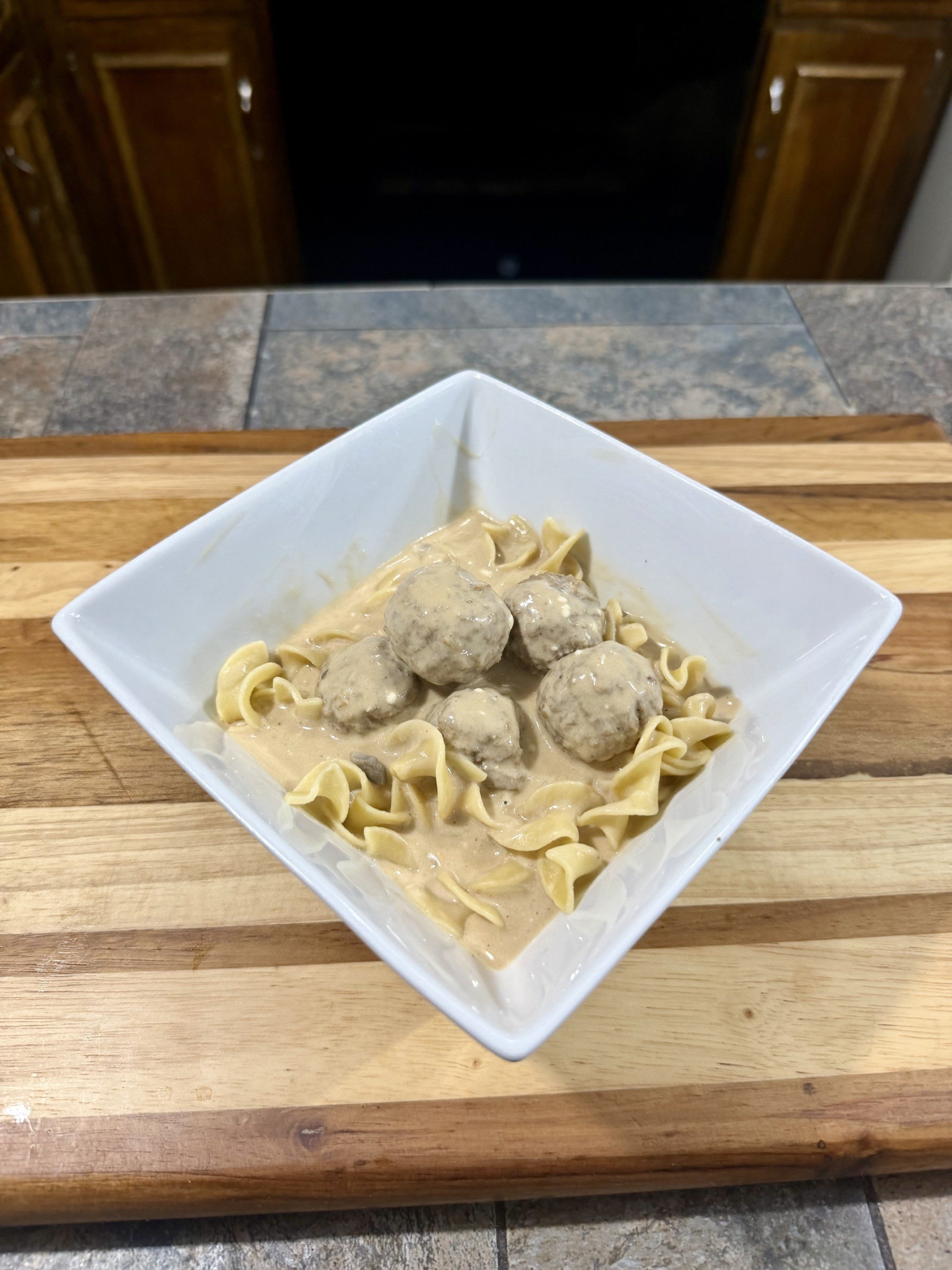 Crockpot Swedish Meatballs Over Egg Noodles