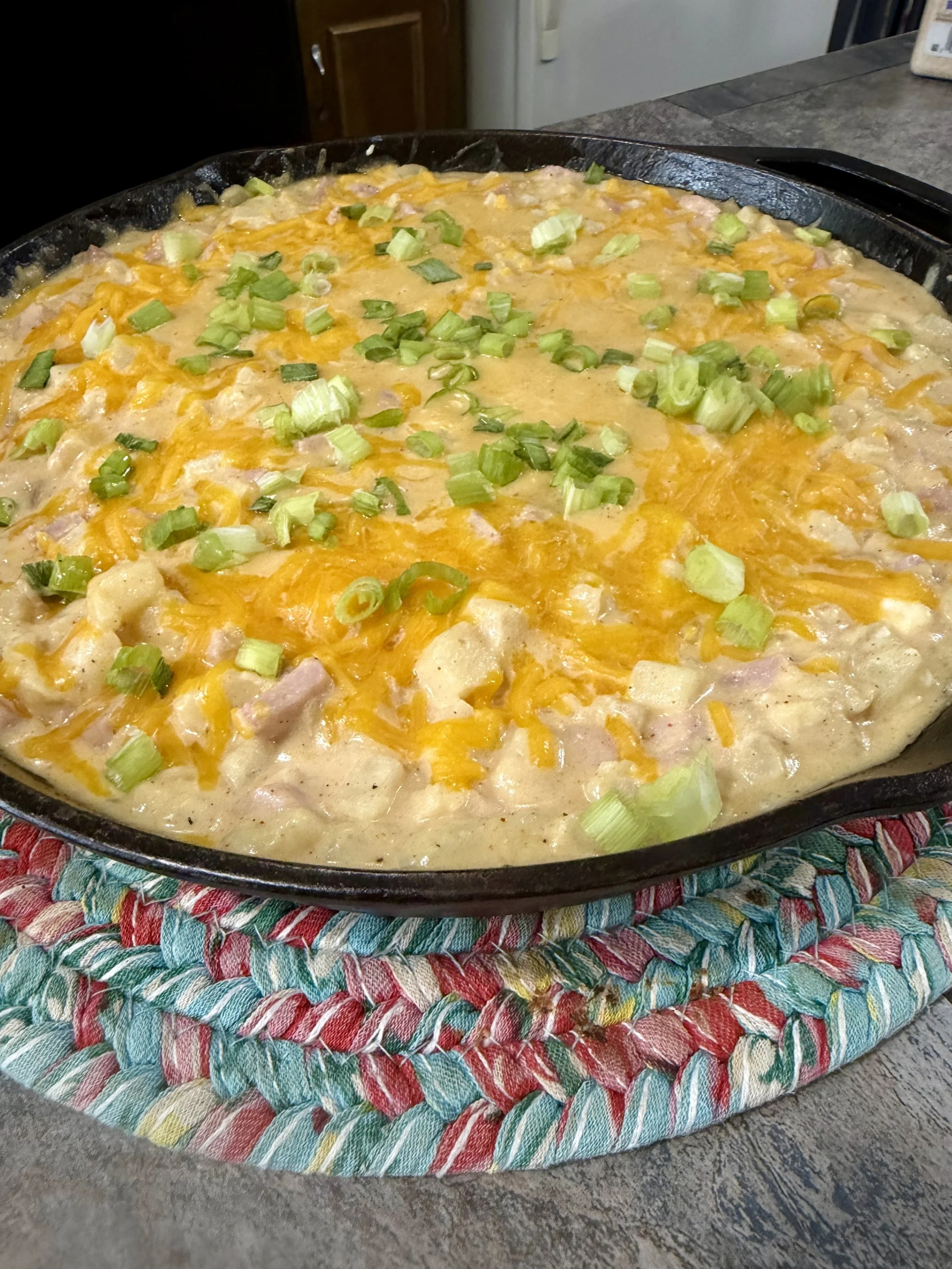 Cheesy Ham and Potato Skillet