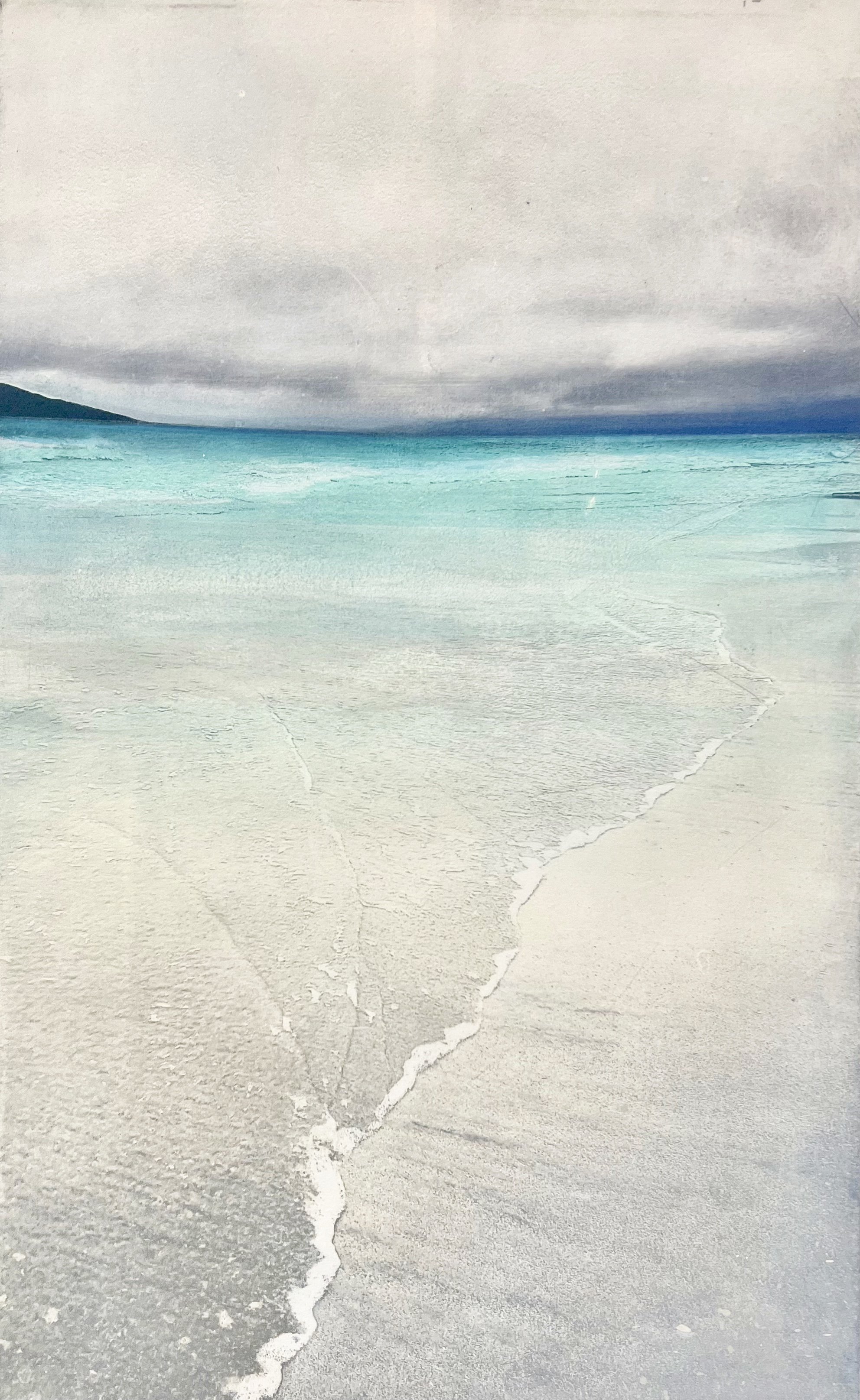 Luskentyre, Isle of Harris, Photopolymer Etching/Monoprint/screen print, 30cm x 48cm