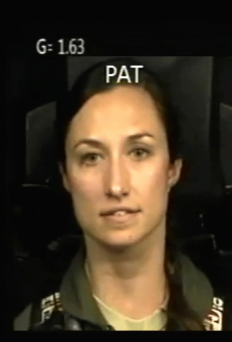 Female astronaut undergoing G-force training