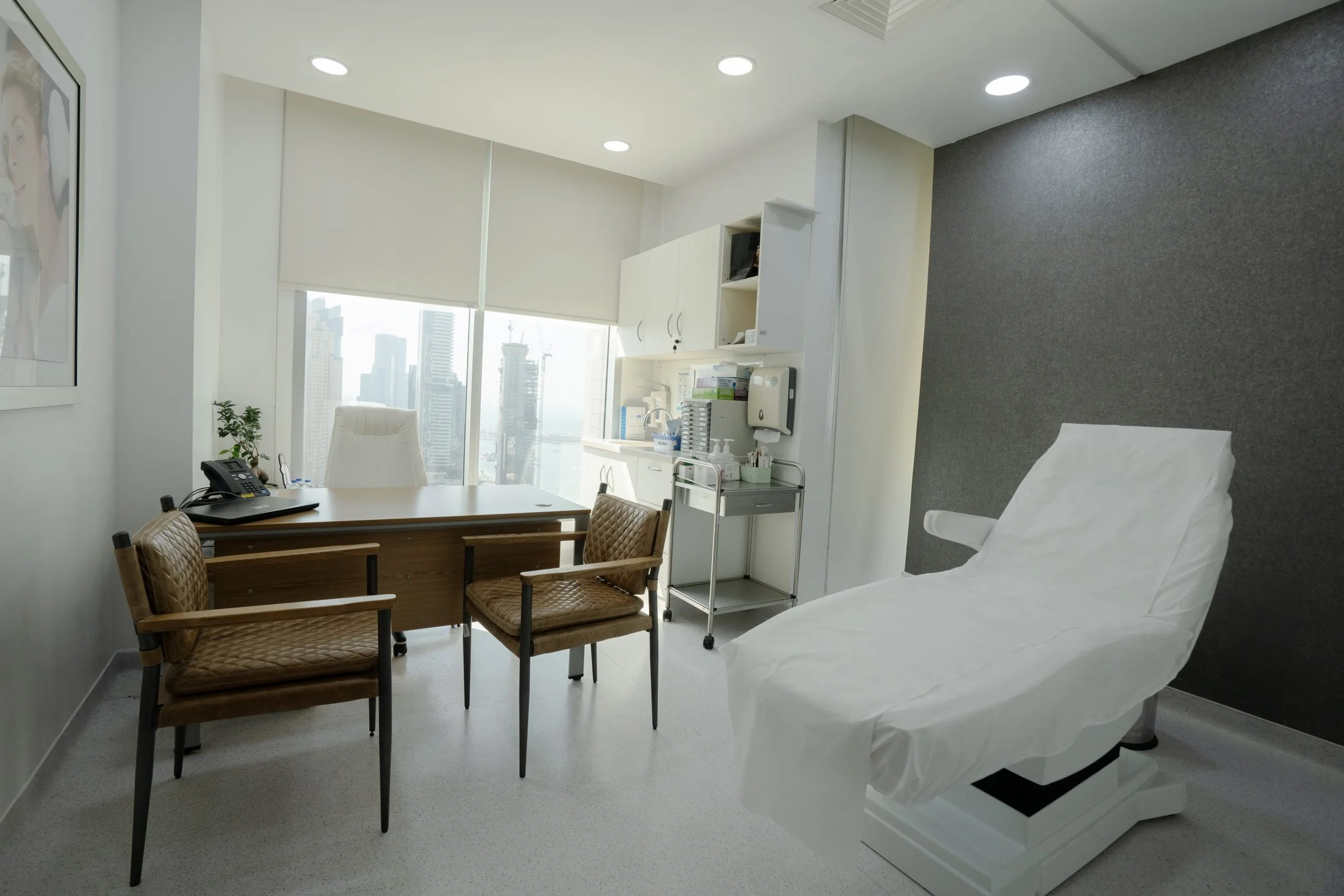 Modern interior of a clinic in CosmeSurge Marina Dubai.