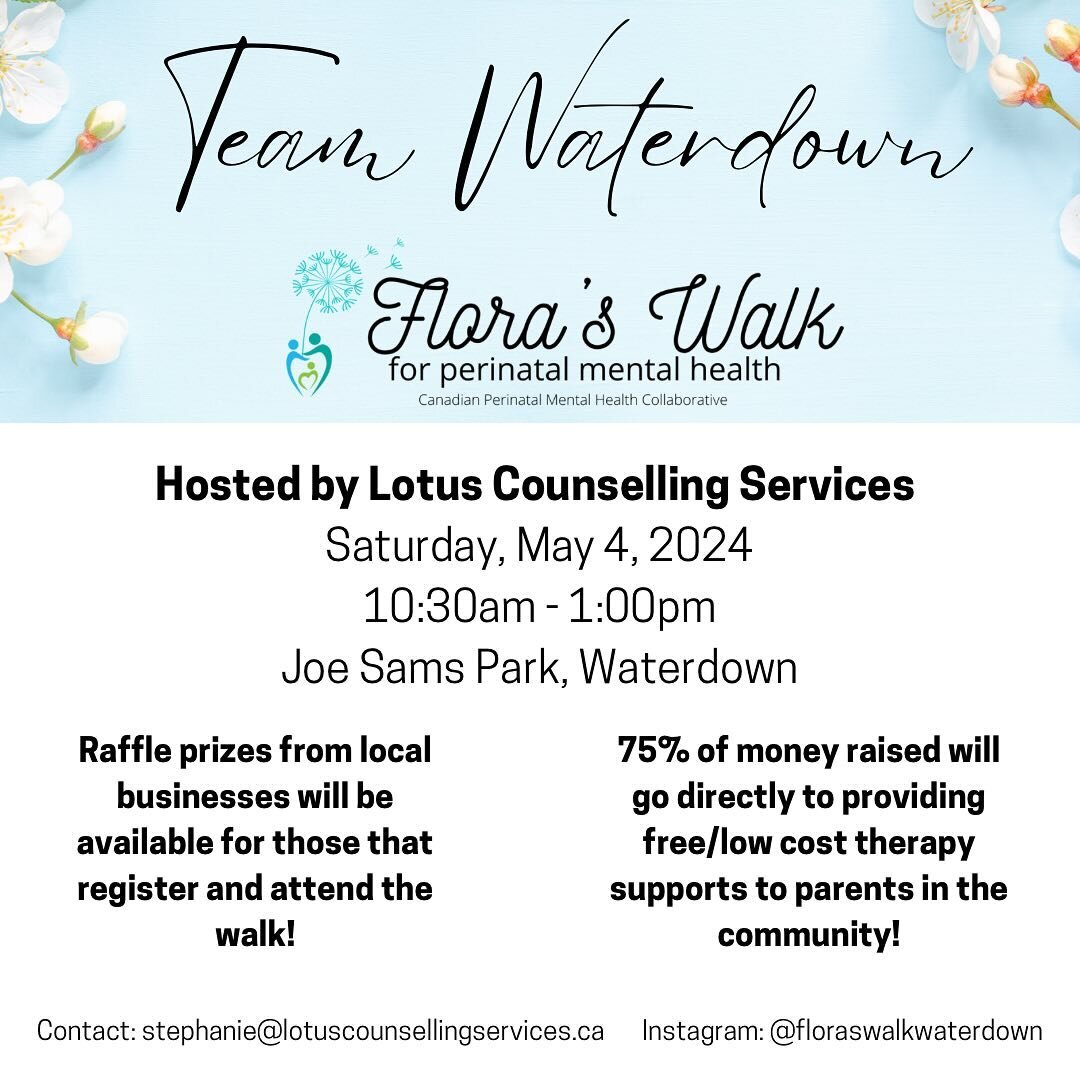 We are so excited to announce that we will be leading Flora&rsquo;s Walk in Waterdown!

This is the 3rd annual Flora&rsquo;s Walk for Perinatal Mental Health by @cpmhc This year, 75% of the money we raise will go towards supporting perinatal mental h