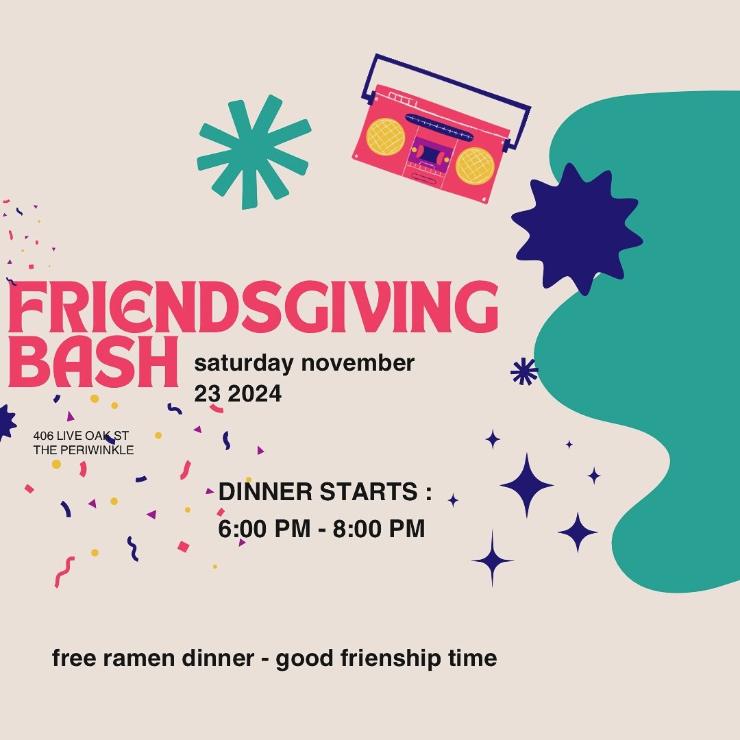 Hey! Just want to say thanks. Holidays can be strange, can be stressful, can strain us all. Before we step into those spaces, we invite you HOT FREE RAMEN and a sweet evening under our cherished Live Oak tree, we love you and appreciate your support,