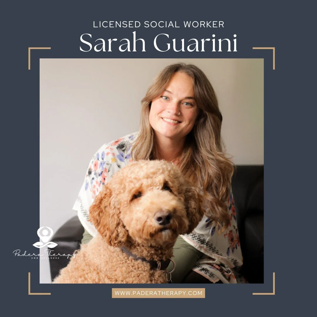 Licensed Social Worker Sarah Guarini - and her therapy dog Ralph - have a rare weekly opening on Tuesdays at 10 am! 

Sarah brings a calm, compassionate presence to her work with teens 13+ and adults, helping clients navigate life transitions, anxiet