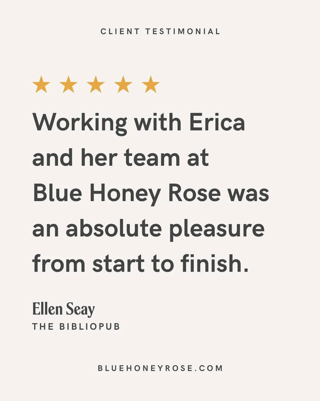 ⭐⭐⭐⭐⭐ New Review from The BiblioPub!

&quot;Working with Erica and her team at Blue Honey Rose was an absolute pleasure from start to finish. They designed both my logo and website for my business and I couldn&rsquo;t be happier with the results. Eri