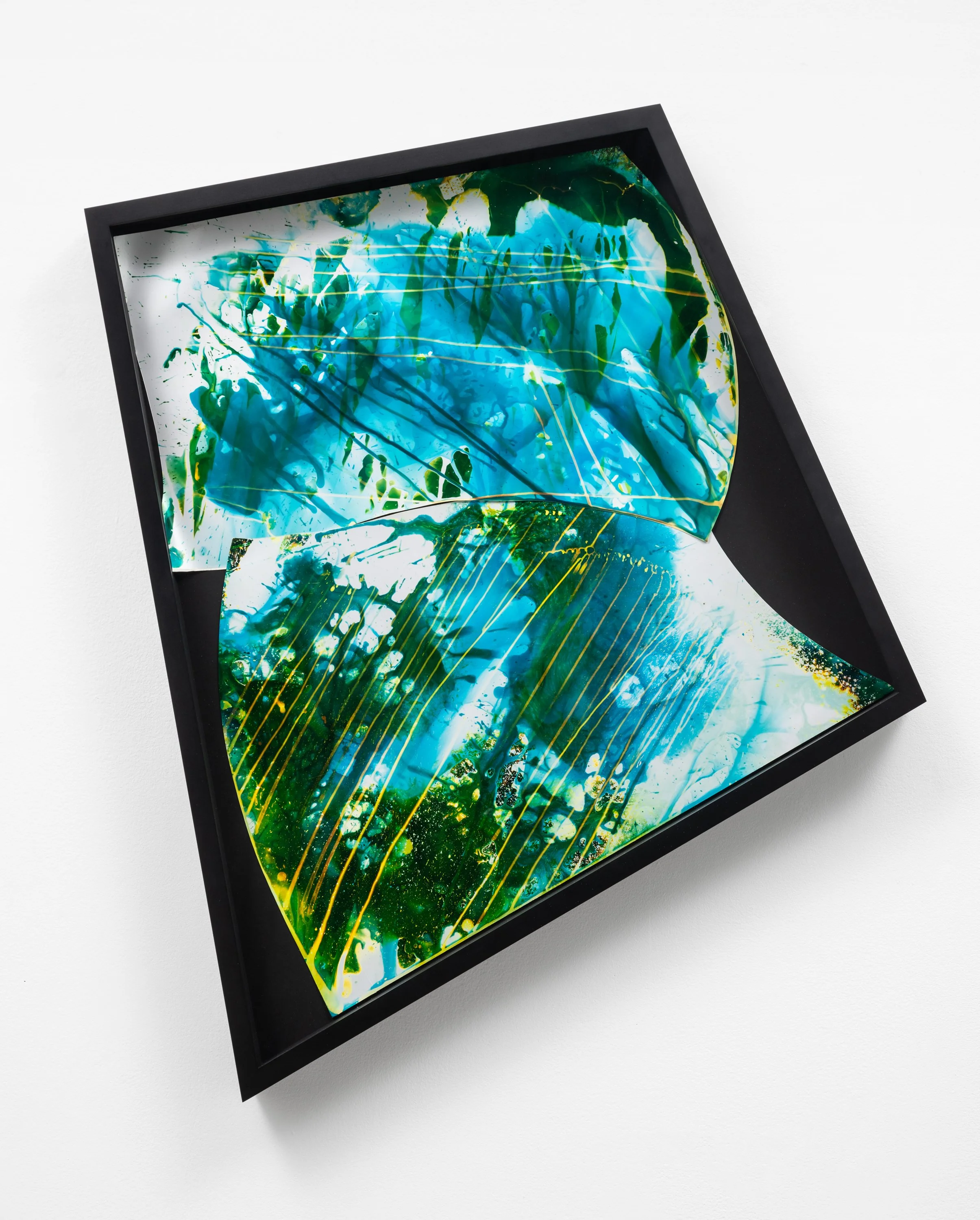  
310, 410_2015, 2022
 Chemical treatment on RA-4 paper in frame
 36.5 x 32 inches
 (92.7 x 81.3 cm)
  CUT UP, Lora Reynolds Gallery, Austin, TX, Mariah Robertson, photography, art  