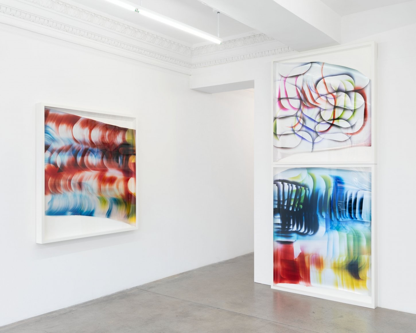  
 Installation view:
 
Left
 “192” 2015
 Chemical treatment on RA-4 paper in frame
 60 x 50 inches
 (152.4 x 127 cm)
 11R, New York, NY, Mariah Robertson, photography, art  