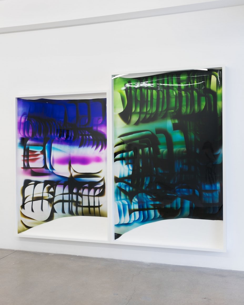  
 Installation view:
 
Left
 “186” 2015
 Chemical treatment on RA-4 paper in frame
 45 x 50 inches
 (114.3 x 127 cm)
  Right
 “219” 2015
 Chemical treatment on RA-4 paper in frame
 77 x 50 inches
 (195.6 x 127 cm)
 11R, New York, NY, Mariah Robertso
