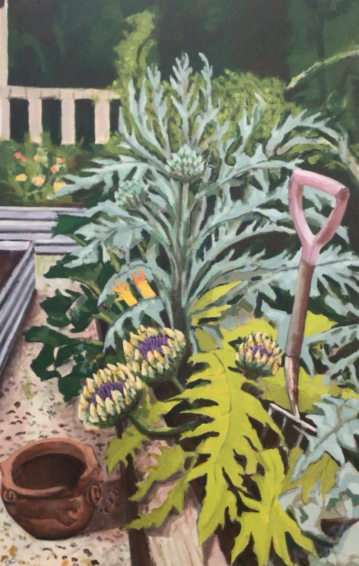  Artichokes 
 86 cm x 53 cm 
  Oil on Canvas Board  