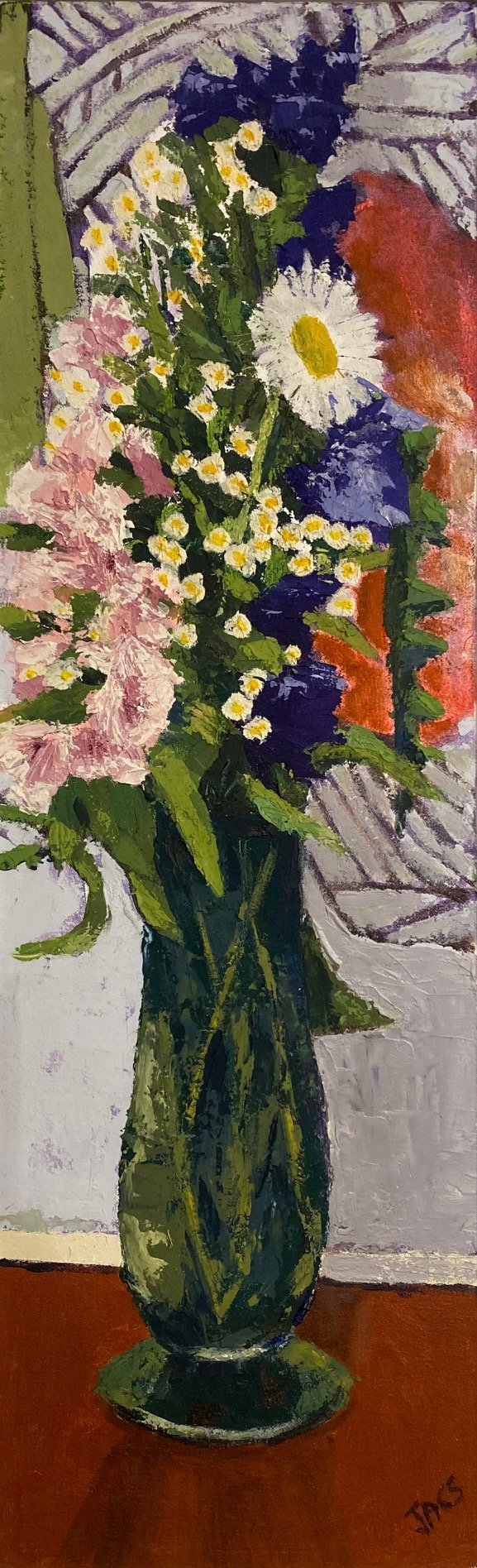  Blue Gladioli 
 26 cm x 78 cm 
  Oil (Framed) 