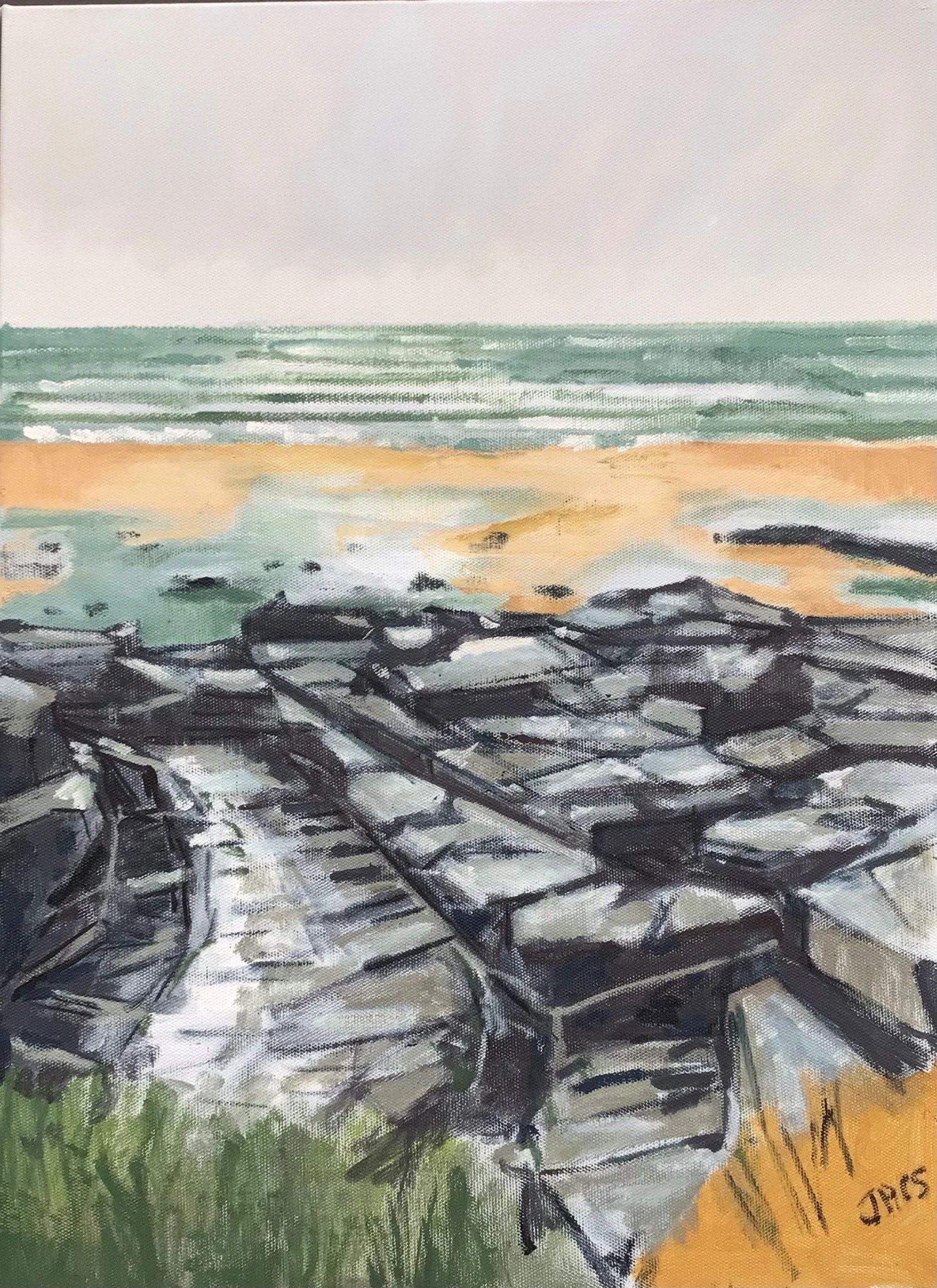  Rocks at Boobys 
  56 cm x 41 cm (Framed) 
  Oil on Canvas  