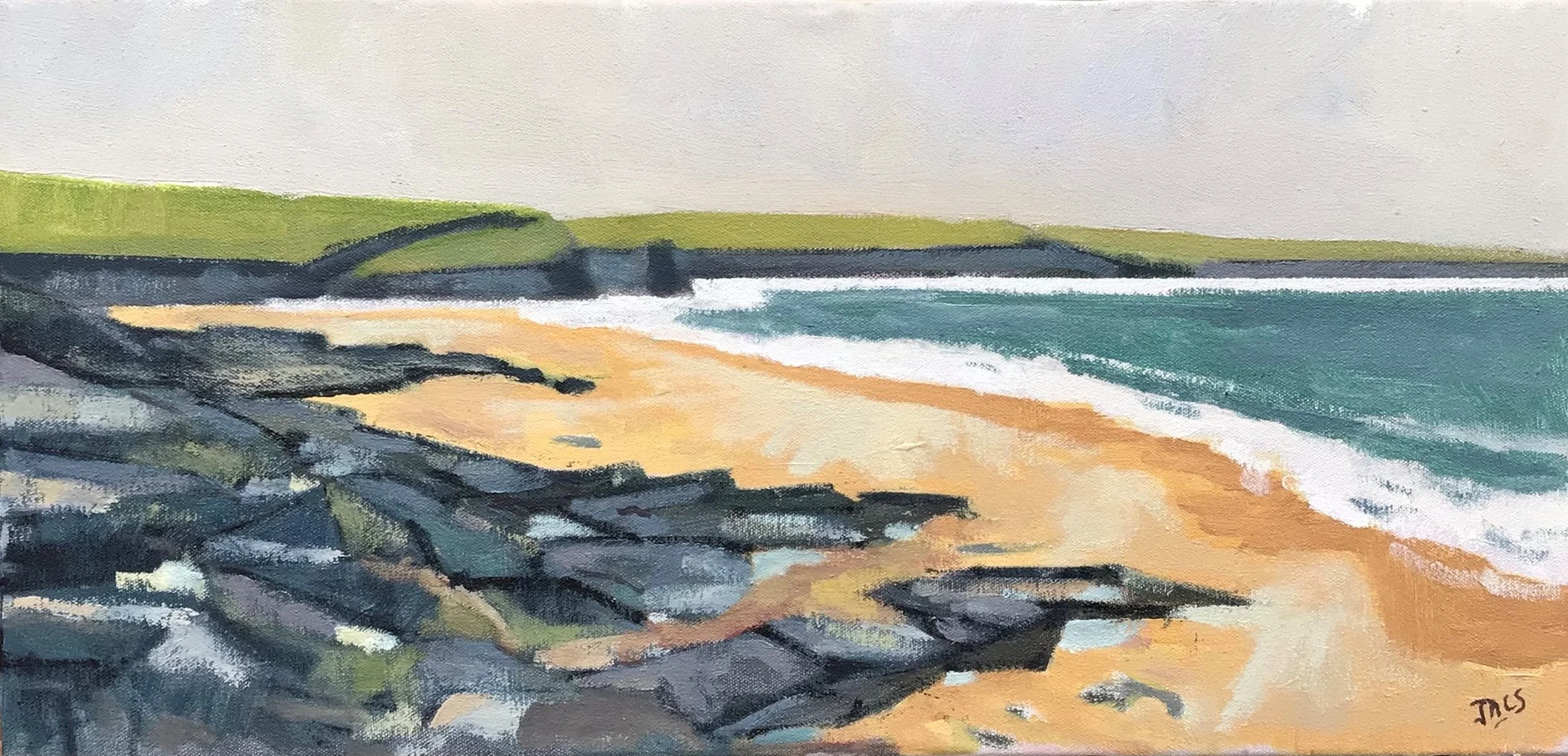  Close to Treyarnon 
 46 cm x 22 cm (Framed) 
  Oil on Canvas  