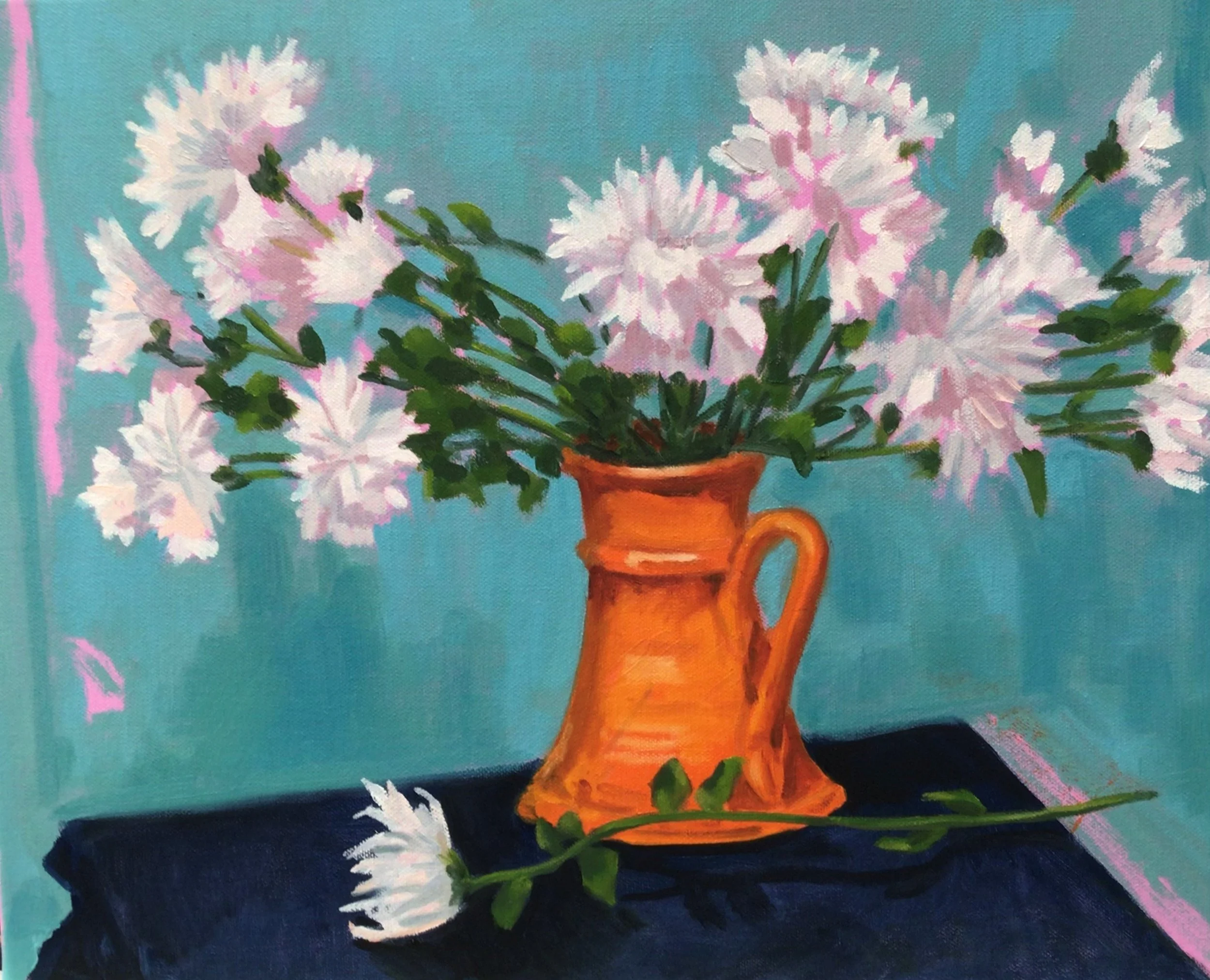  Chrysanthemums 
 50cm x 40cm 
  Oil 