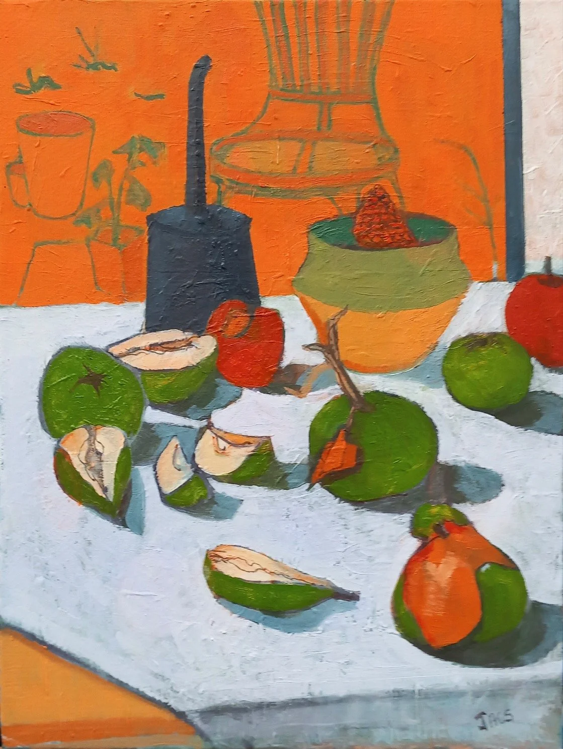  Apples and Pears Still Life 
 30 cm x 40 cm 
 Oil on Canvas  