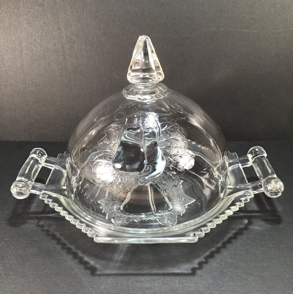 Jeannette Glass Baltimore Pear Clear Round Covered Butter Dish — Recreate  Vintage Home