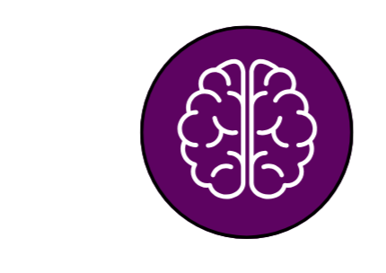 Icon of a brain inside a purple circle.