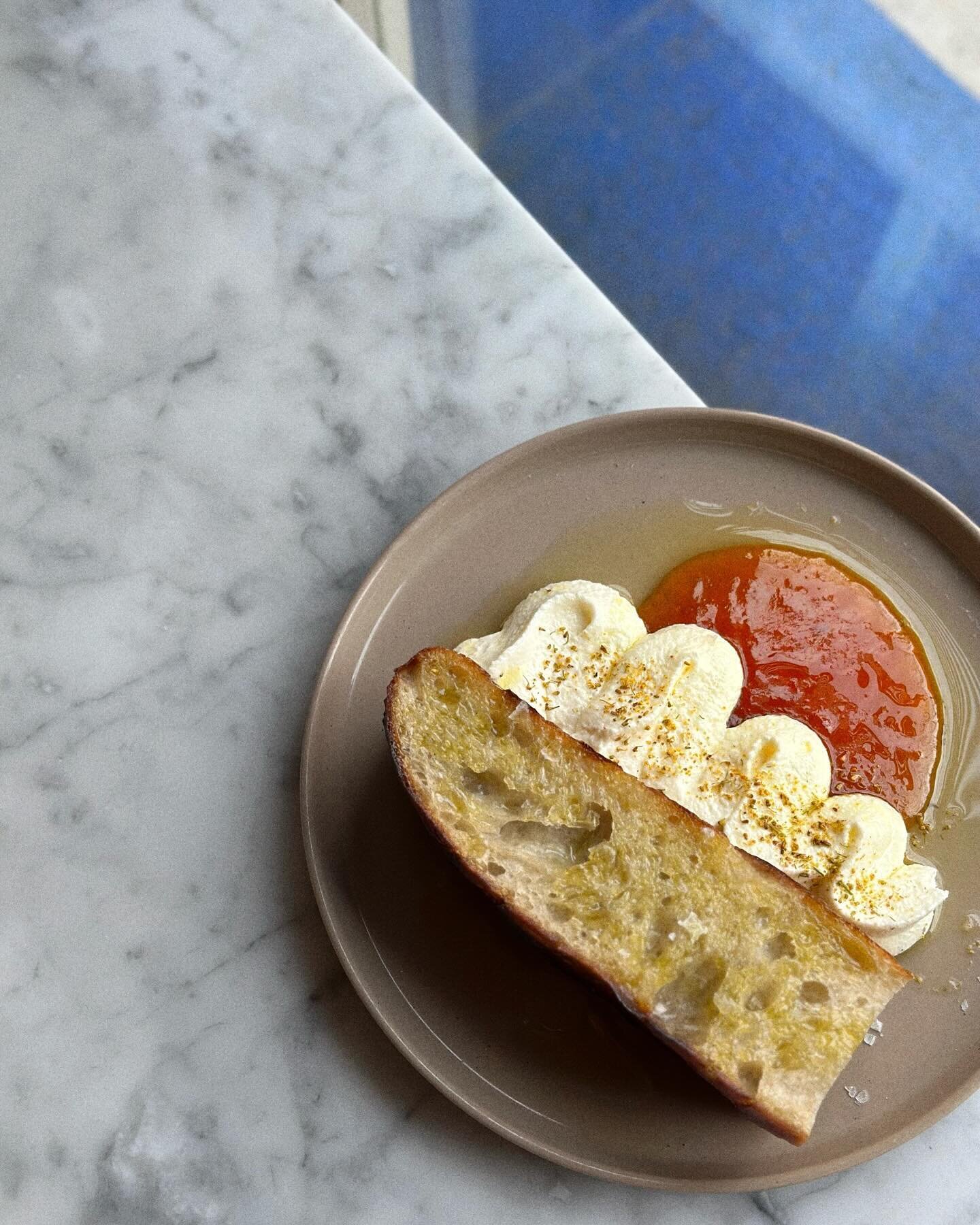 Sourdough focaccia with housemade ricotta and kumquat preserve :&rsquo;) this focaccia has been lovingly in the works by @ryanmmoser for well over a month and we&rsquo;re so excited to have it on the menu!