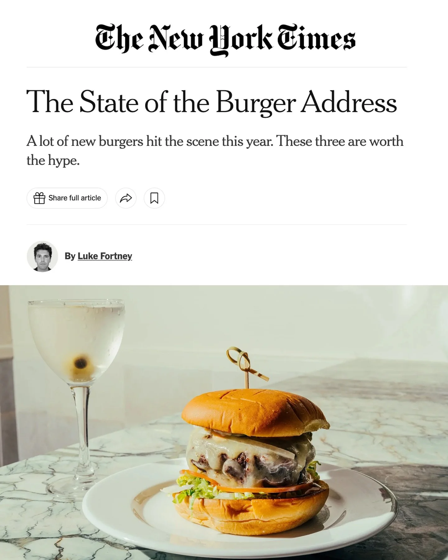 Our burger made the @nytimes !! 

She&rsquo;s available Monday&ndash;Friday from 5&ndash;7pm, paired with a martini for $25. A perfect bite before your before BAM or Barclays show. 

Thank you @luke.fortney for thinking of us in your round-up.
