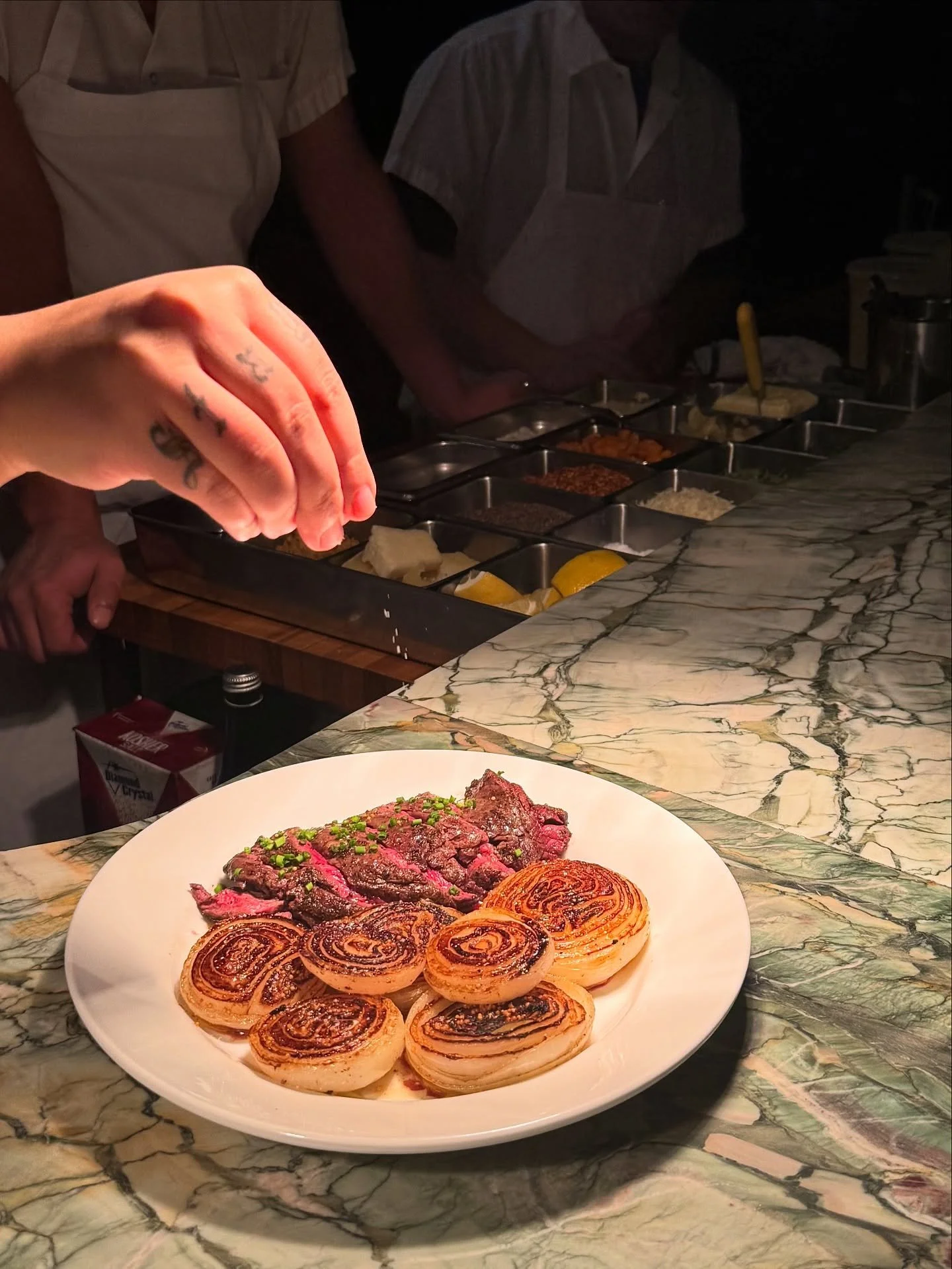 Hanger steak with charred cipollinis, the Margot Burger, olive oil cake, and our dream team behind it all 🫶! 

Join us for dinner Monday&ndash;Saturday from 5&ndash;10pm and Sundays from 5&ndash;9