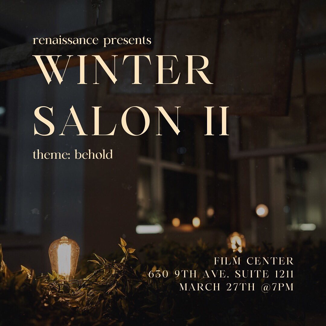 Join us this Monday, March 27th at 7pm for the last salon of the winter season. Our salons are meant to cultivate spaces for artists around a specific theme, share work with the community, and engage in thoughtful conversation. The theme for this sal