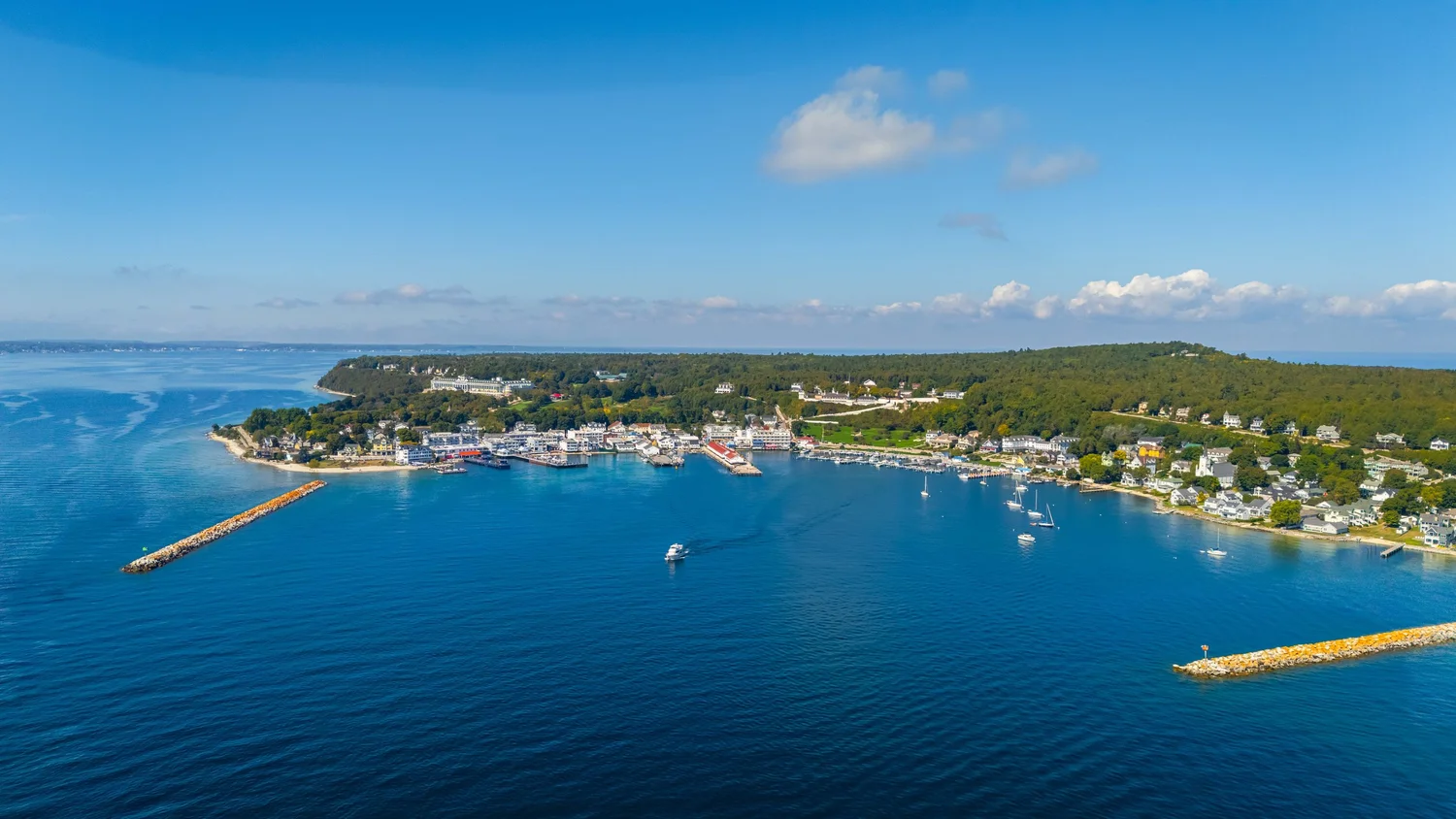 Murray Mackinac Island Drone, Featuring Custom Craftsmanship: Dickinson Homes on Mackinac Island, photo by LeClair Media