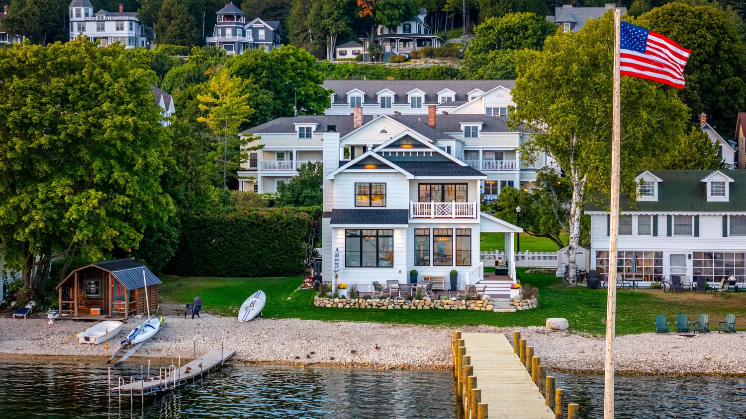 Murray Mackinac Island Drone, Featuring Custom Craftsmanship: Dickinson Homes on Mackinac Island, photo by LeClair Media