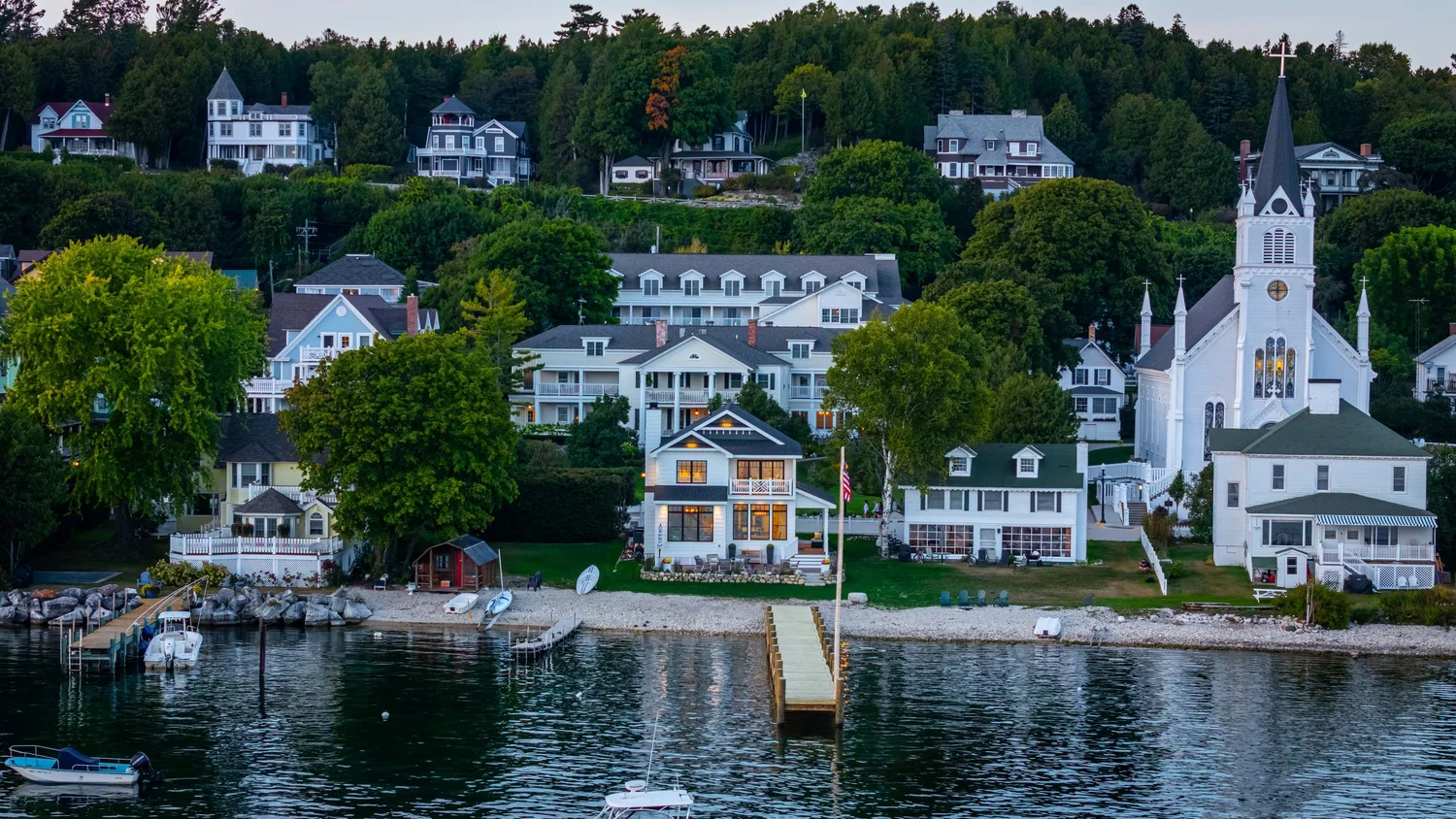 Murray Mackinac Island Drone, Featuring Custom Craftsmanship: Dickinson Homes on Mackinac Island, photo by LeClair Media