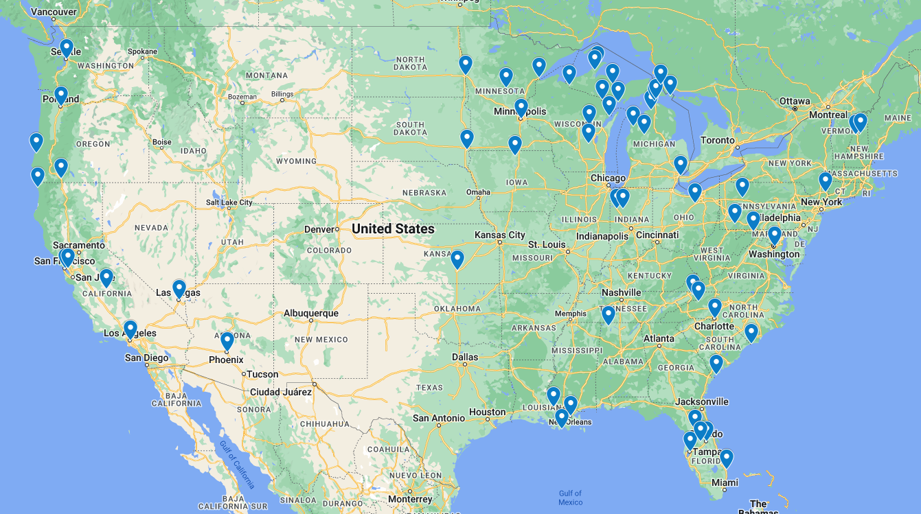 Map of LeClair Media productions