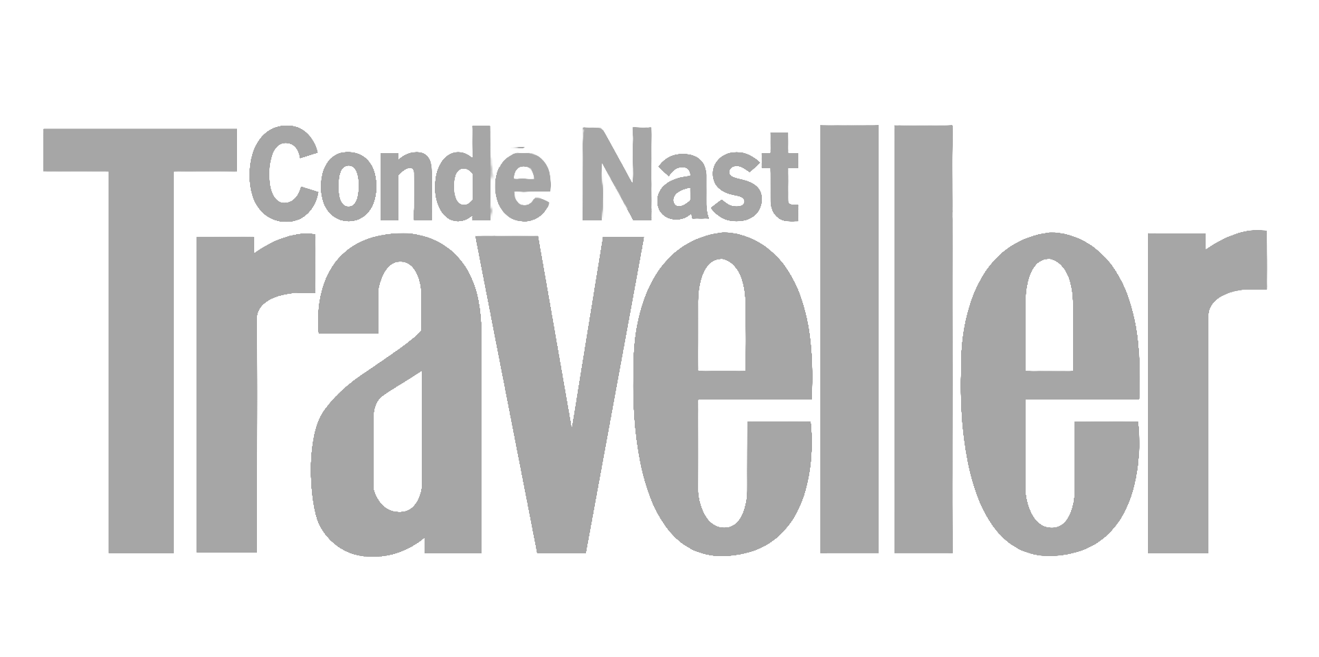 Gray word cloud featuring names of famous travelers, including 'Conde Nast' and 'Travelier'.