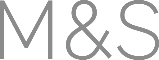 Close-up of the M&S logo with large black letters on a plain background.