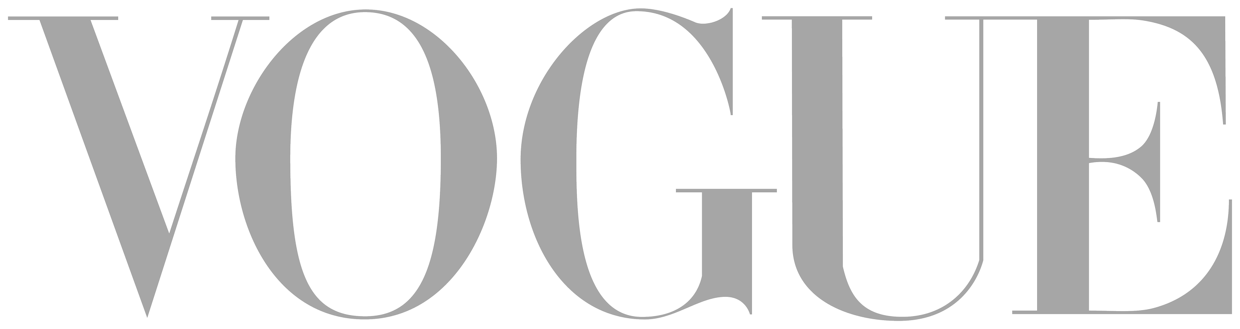 The word 'VOGUE' written in large, stylized gray letters.